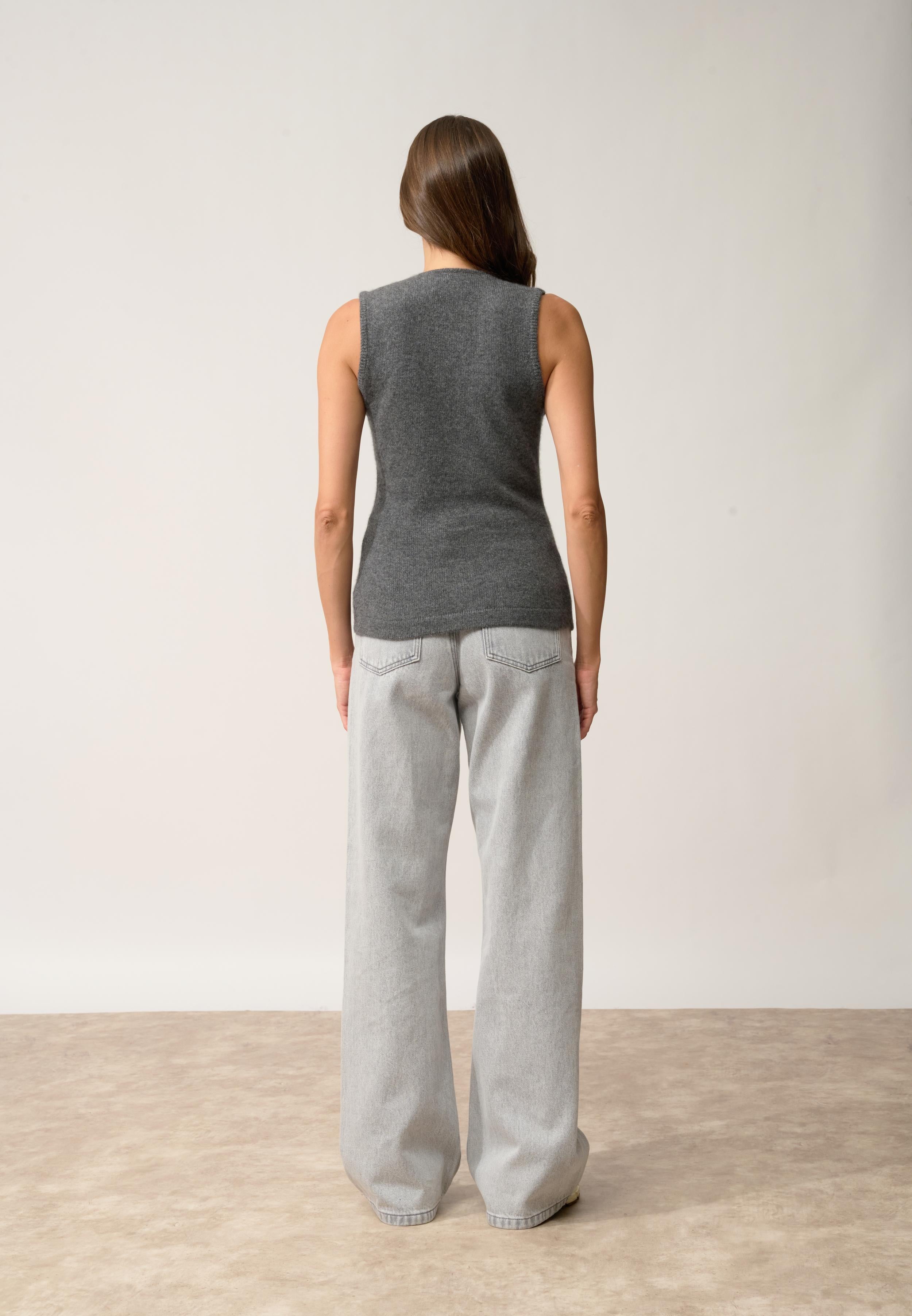 STEFAN cardigan col v anthracite chiné
