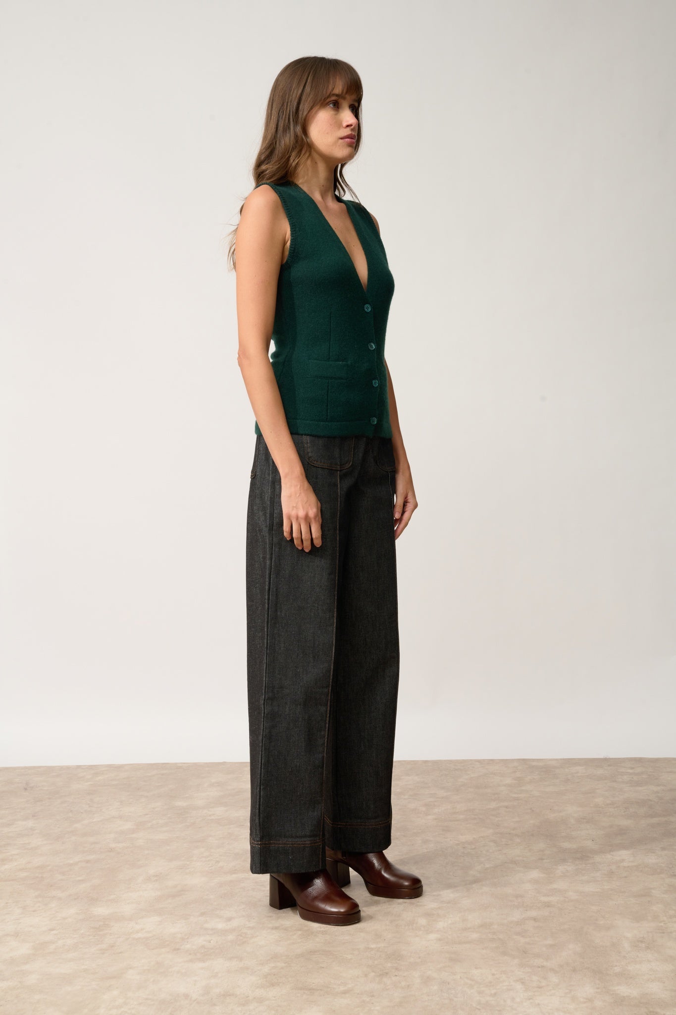 STEFAN cardigan col v cyprès