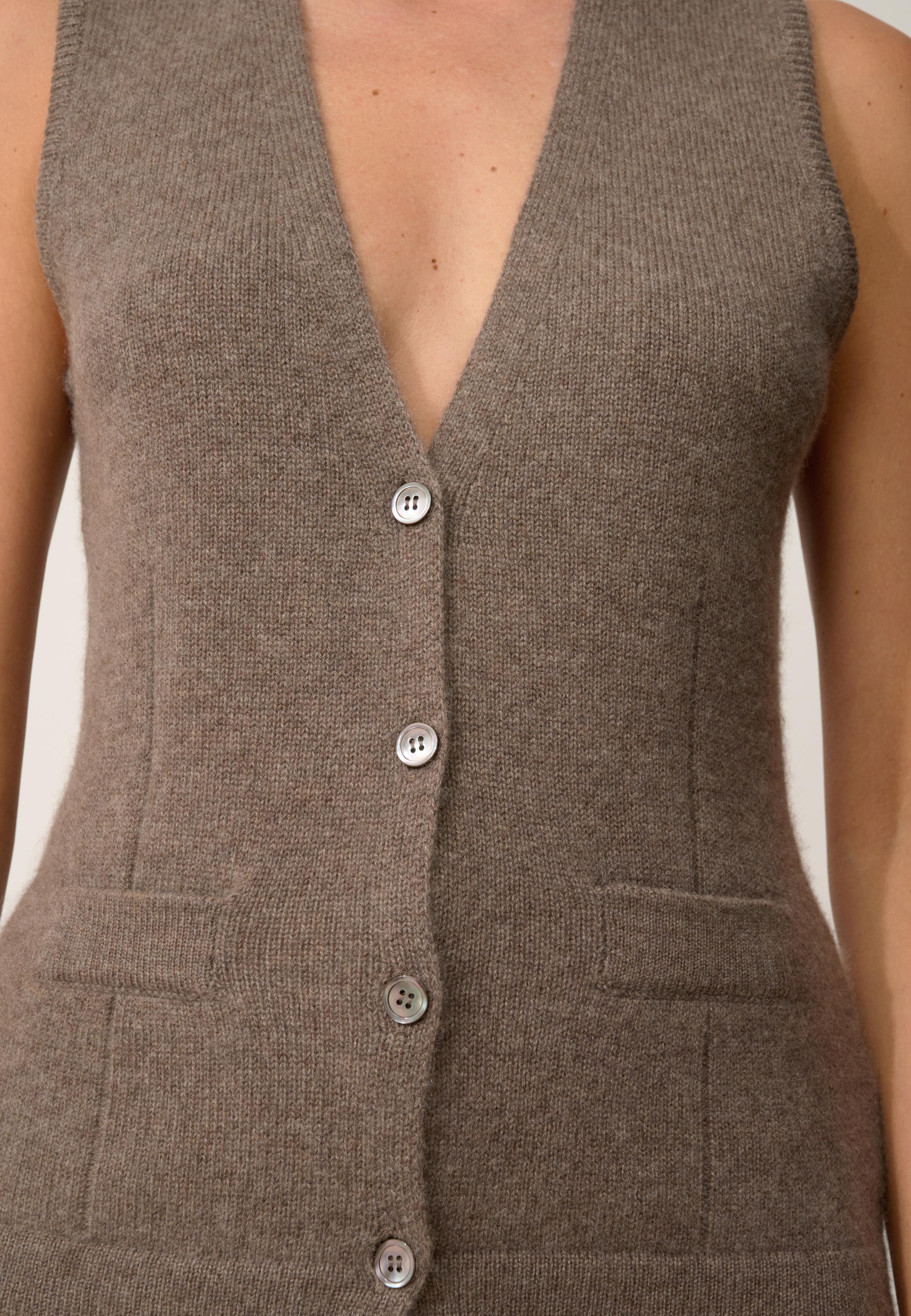 STEFAN cardigan col v taupe chiné