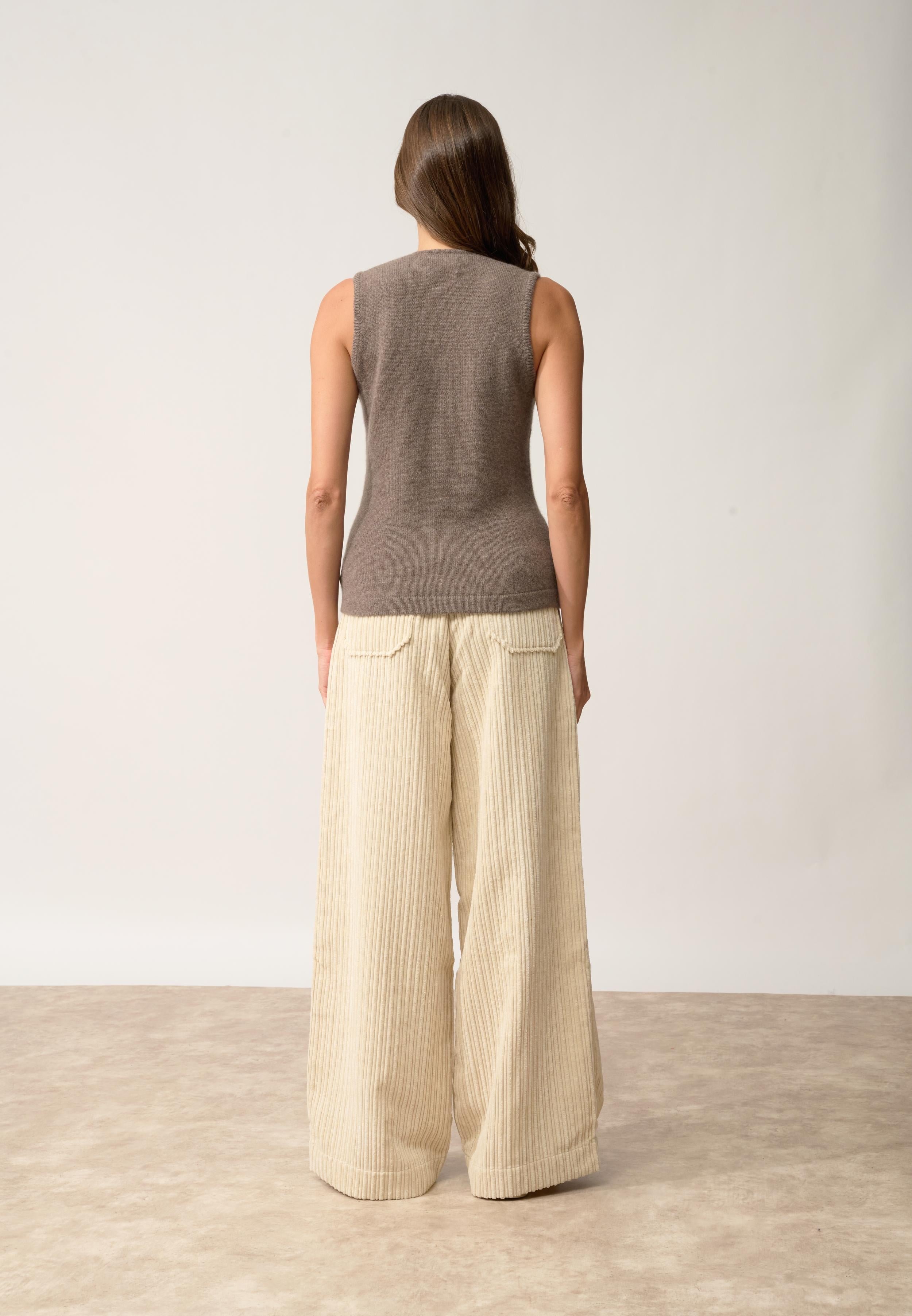 STEFAN cardigan col v taupe chiné