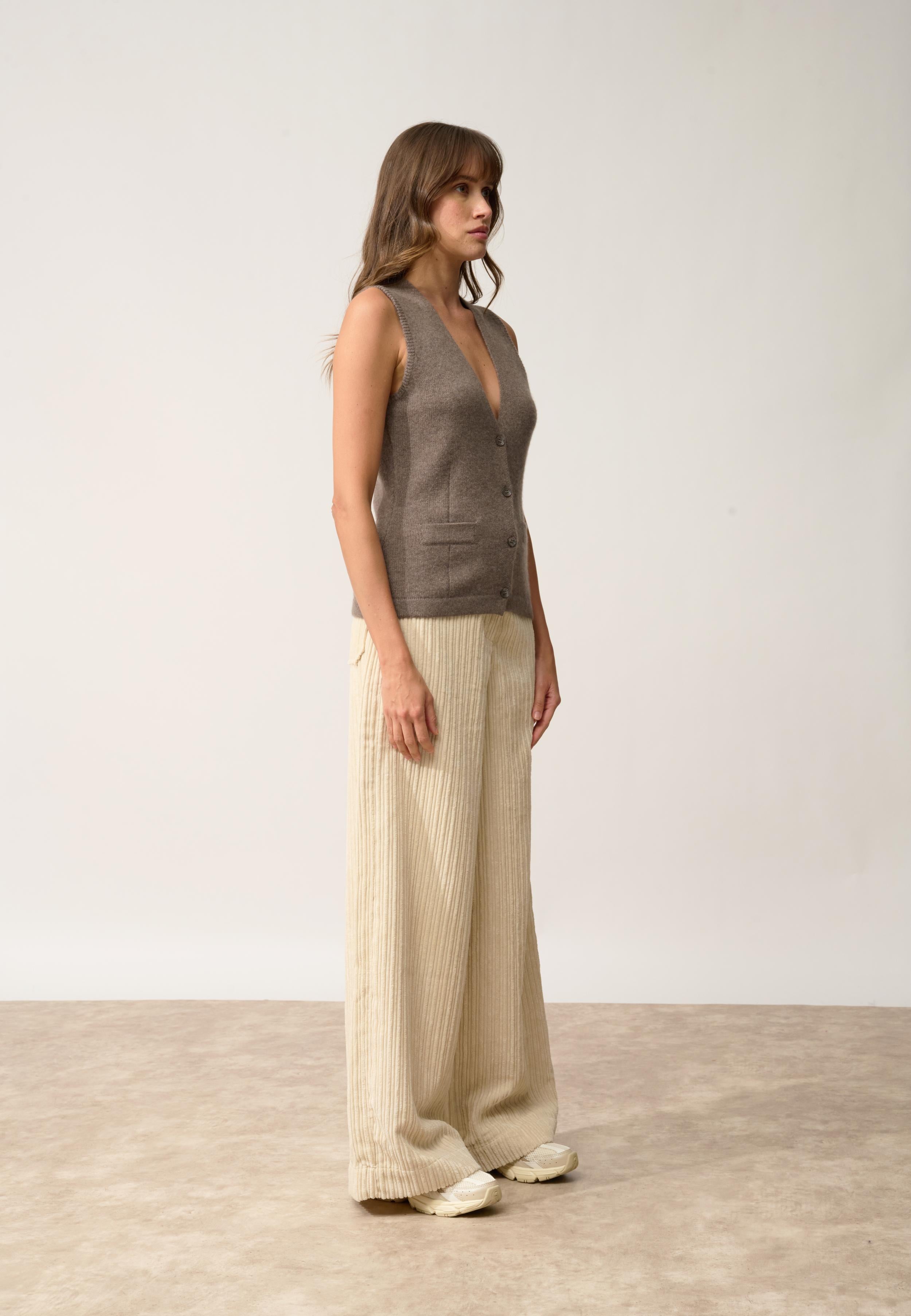 STEFAN cardigan col v taupe chiné