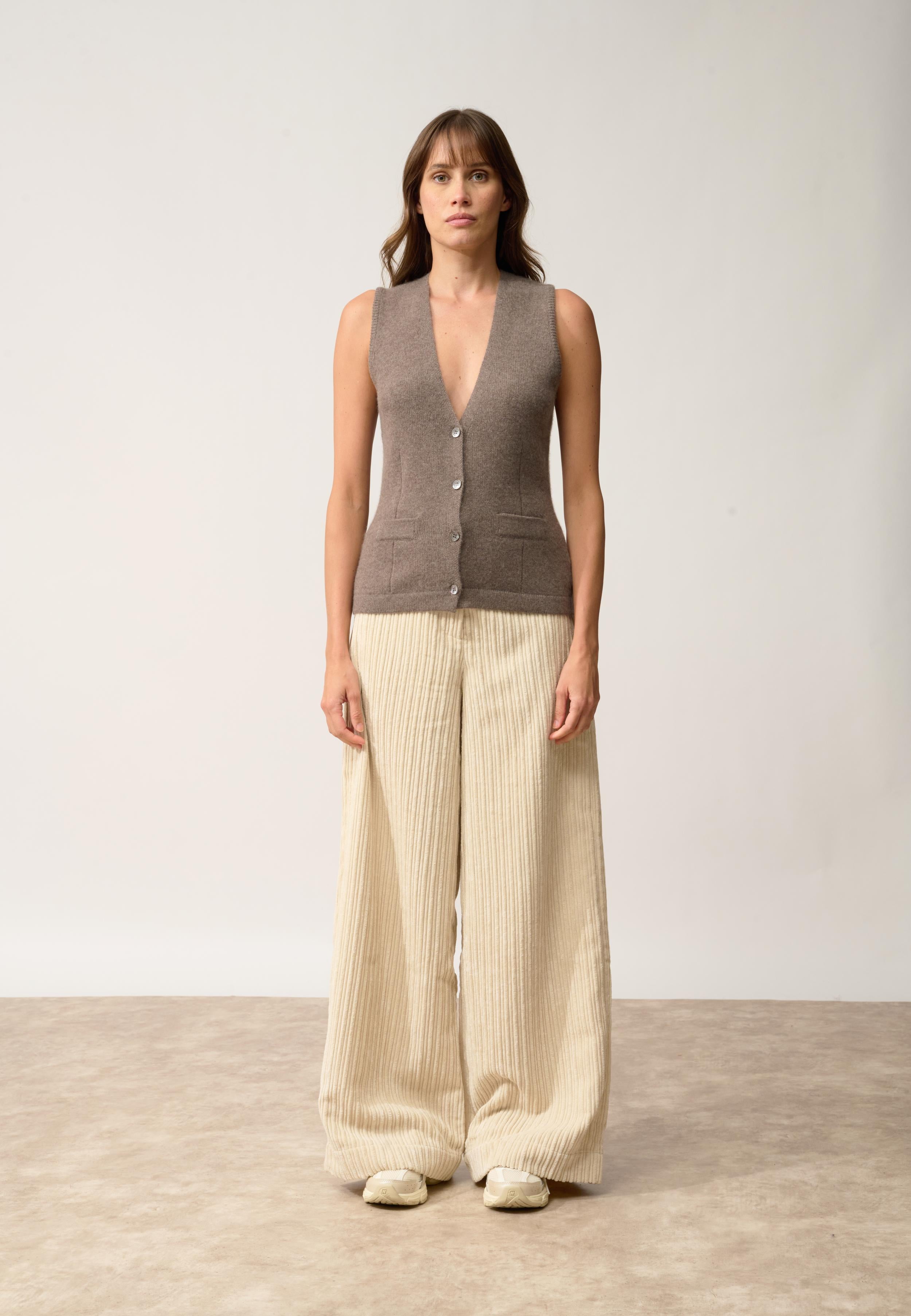 STEFAN cardigan col v taupe chiné