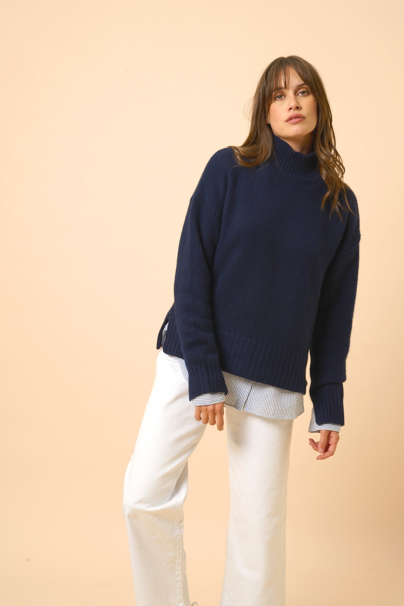 SULLANA pull col montant navy