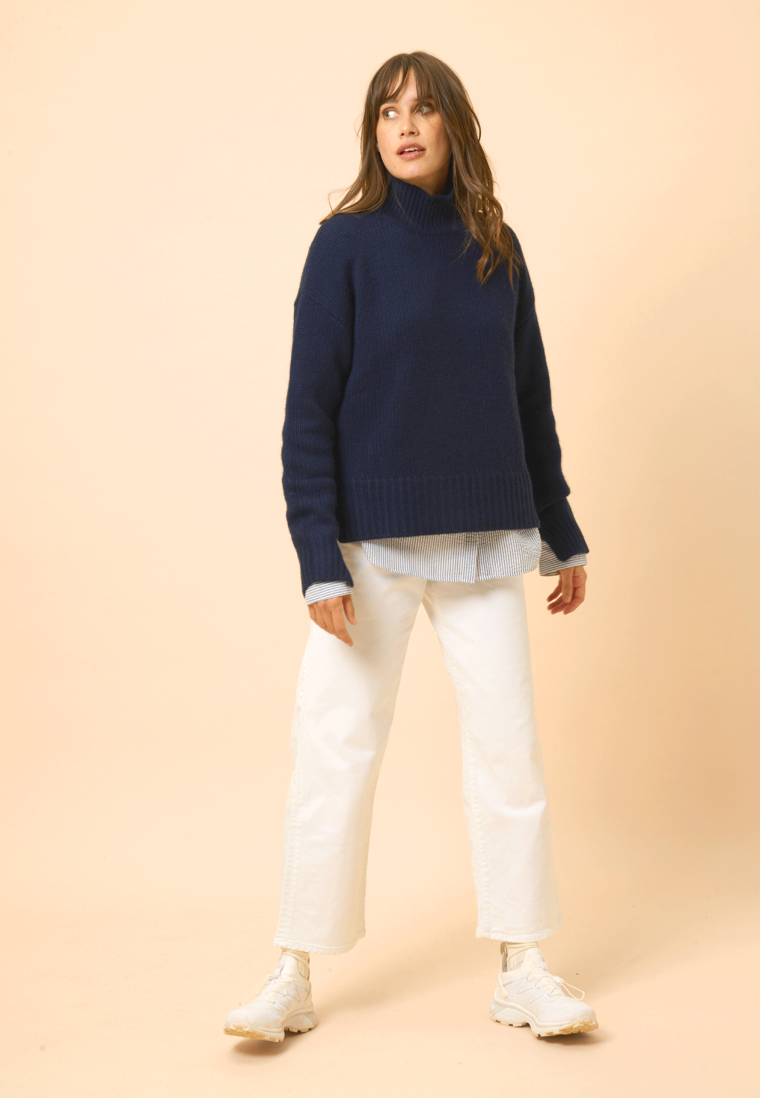 SULLANA pull col montant navy