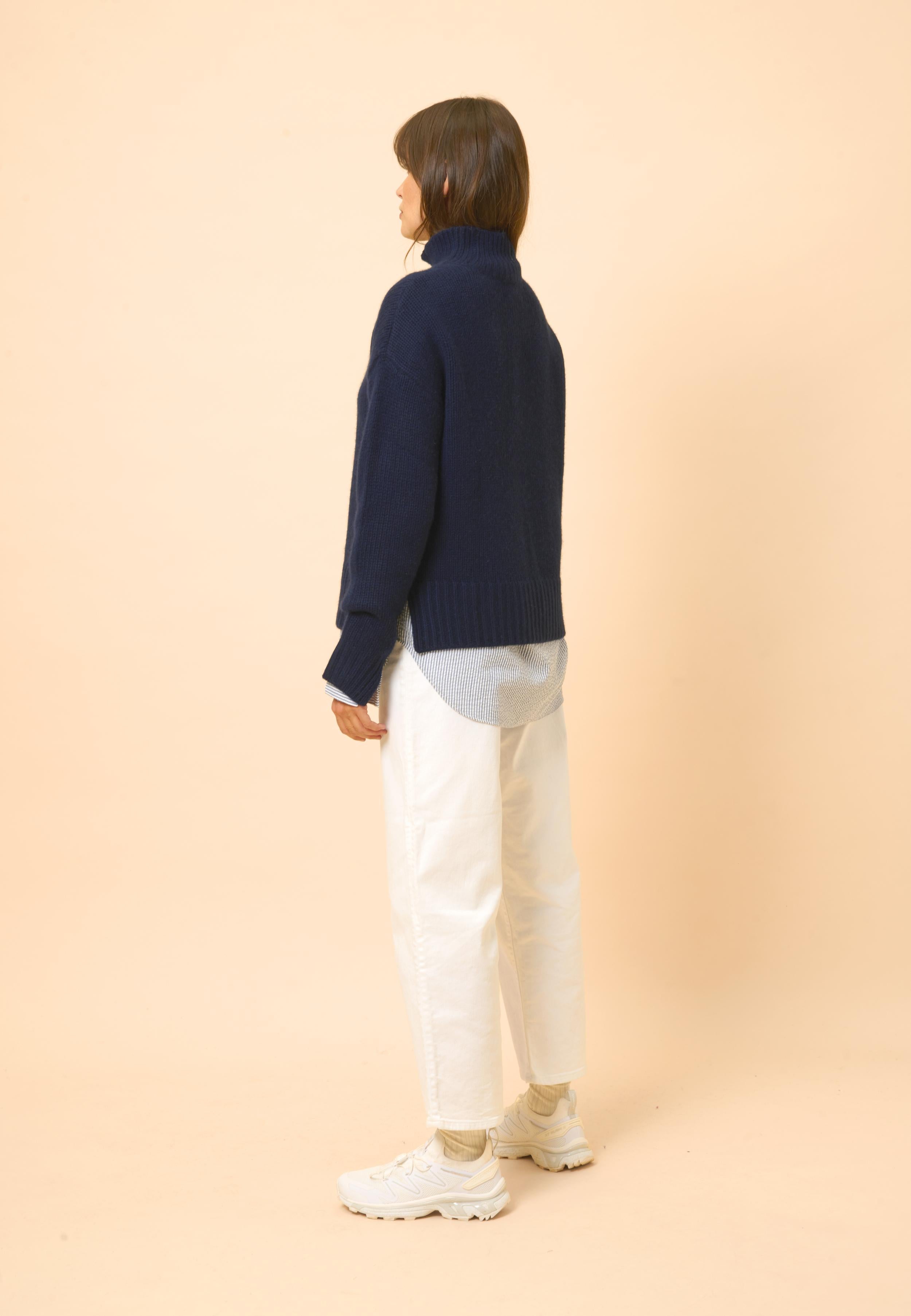 SULLANA pull col montant navy