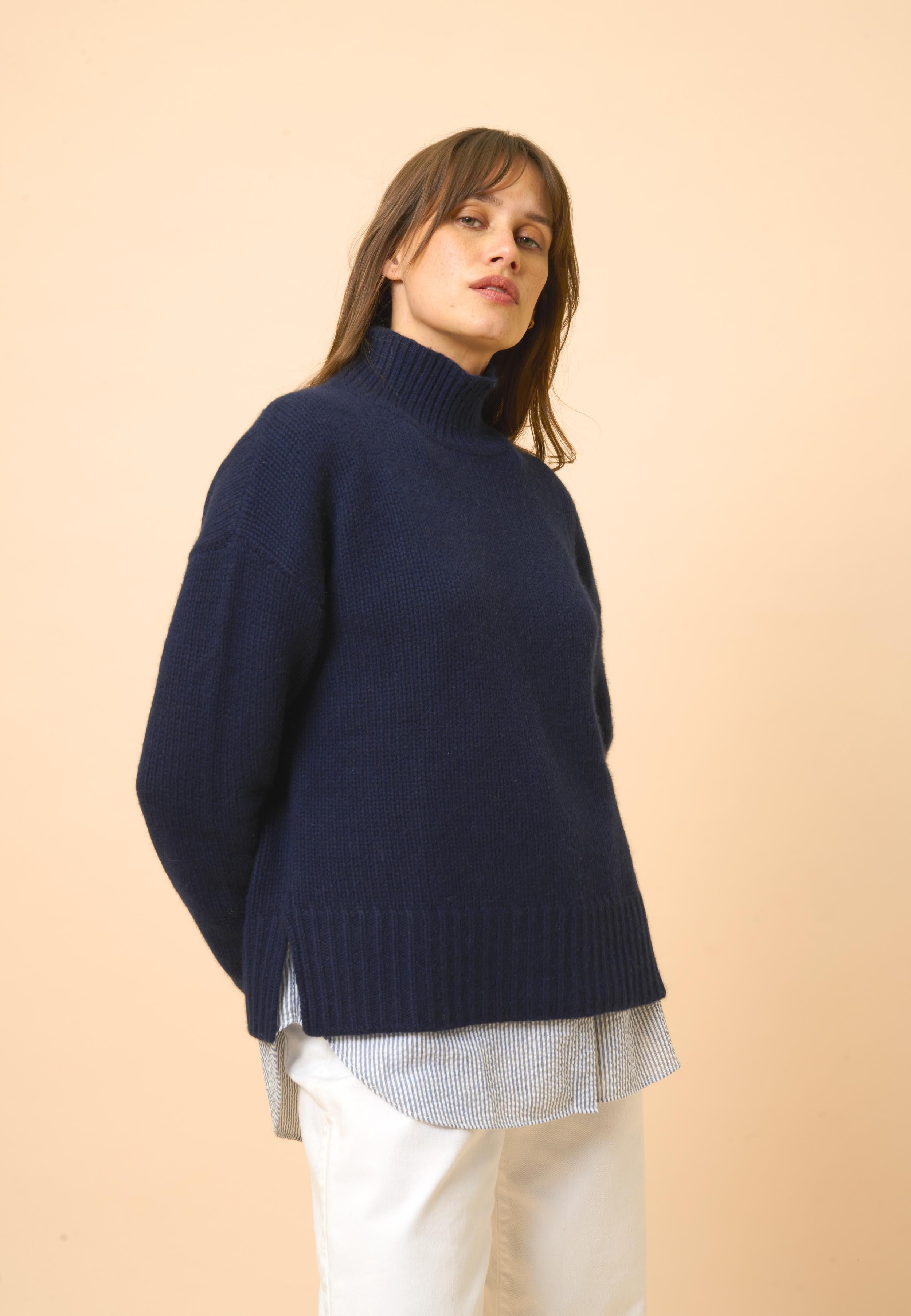 SULLANA pull col montant navy