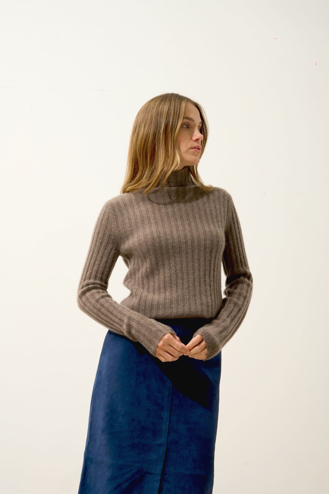 SUNNEVA pull col montant taupe chiné