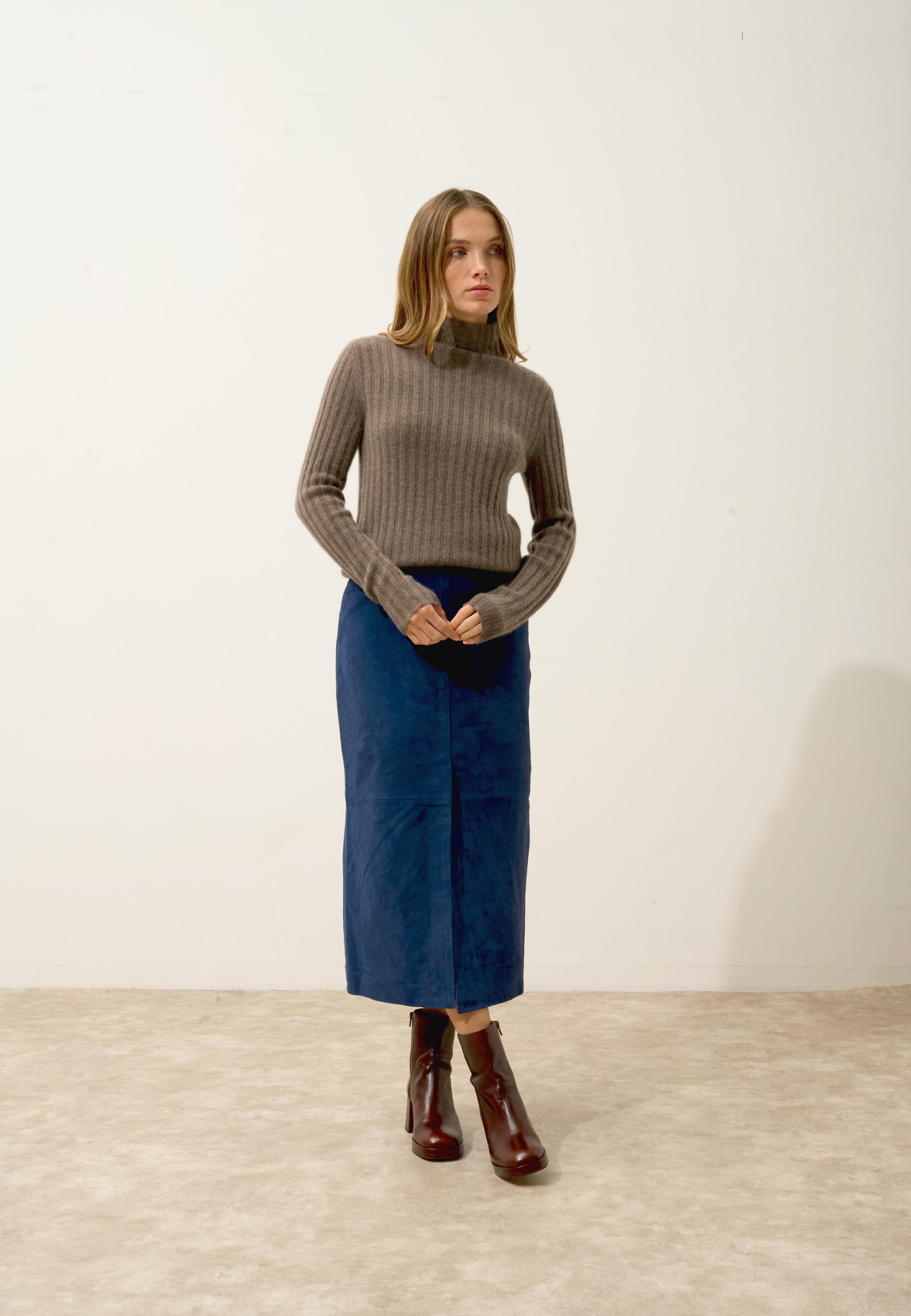 SUNNEVA pull col montant taupe chiné