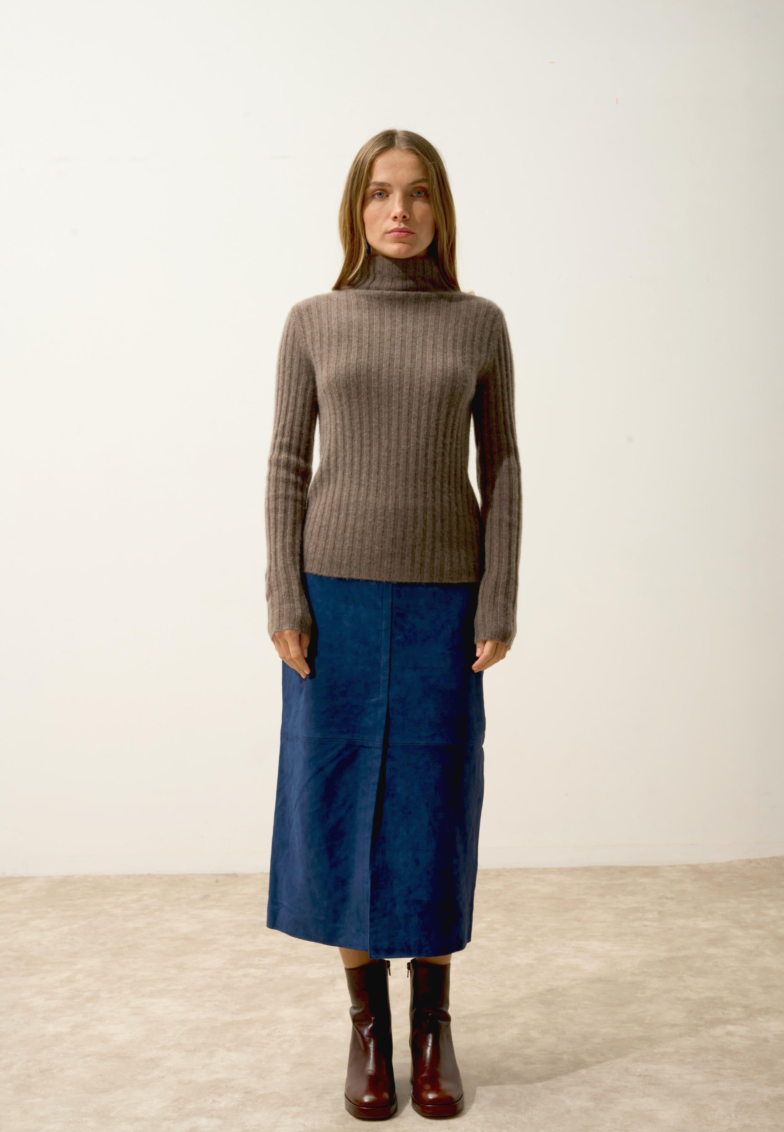 SUNNEVA pull col montant taupe chiné