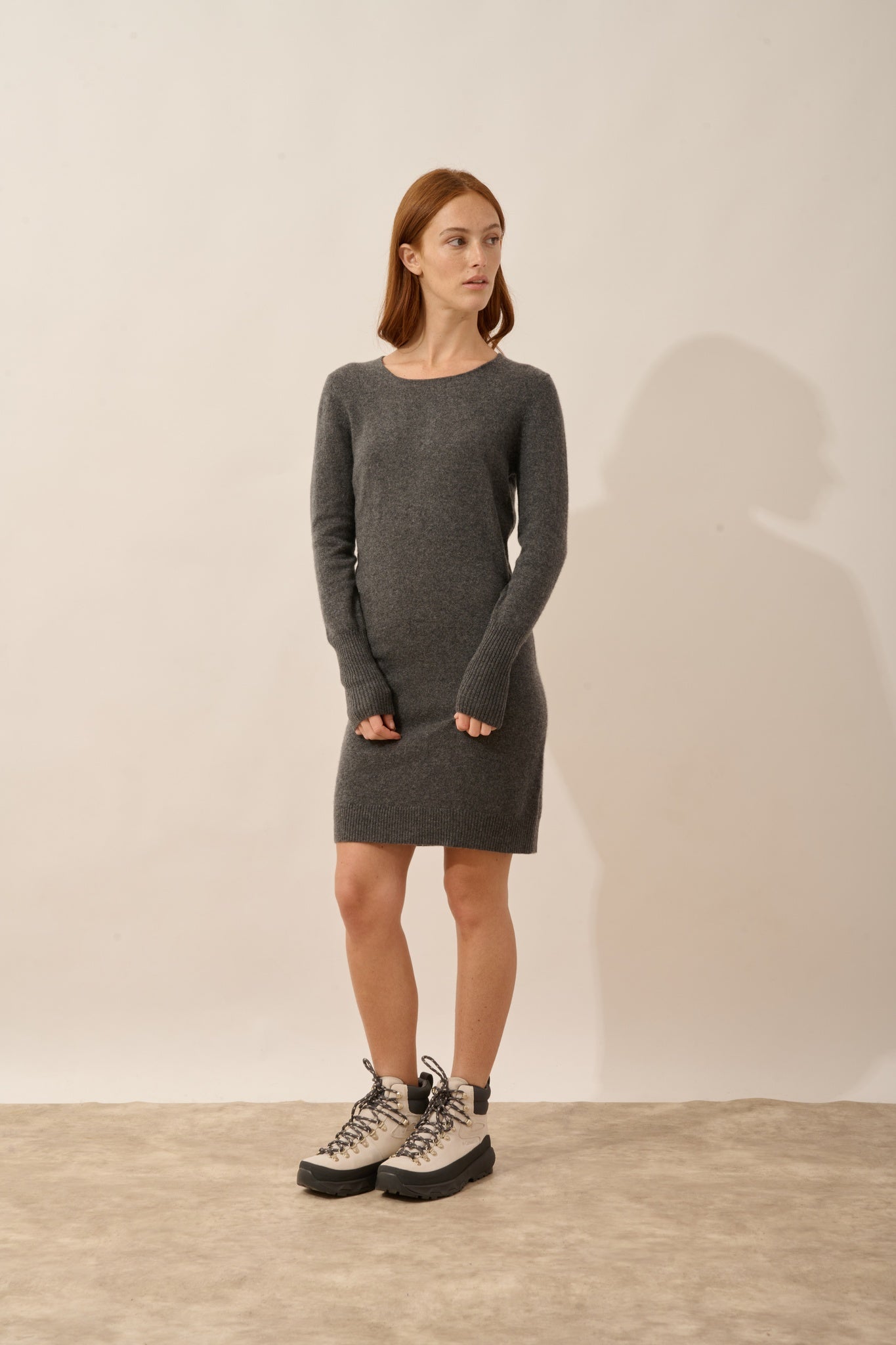 SUSAN robe col rond anthracite chiné