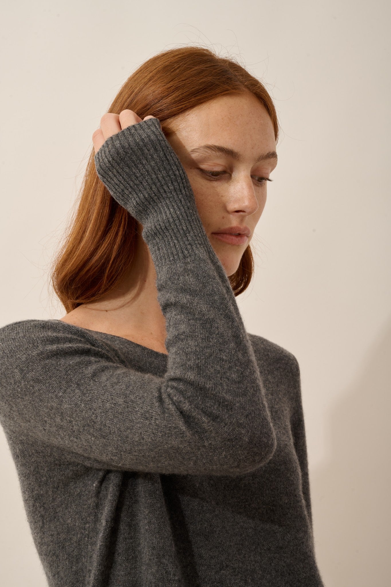 susan robe col rond anthracite chiné