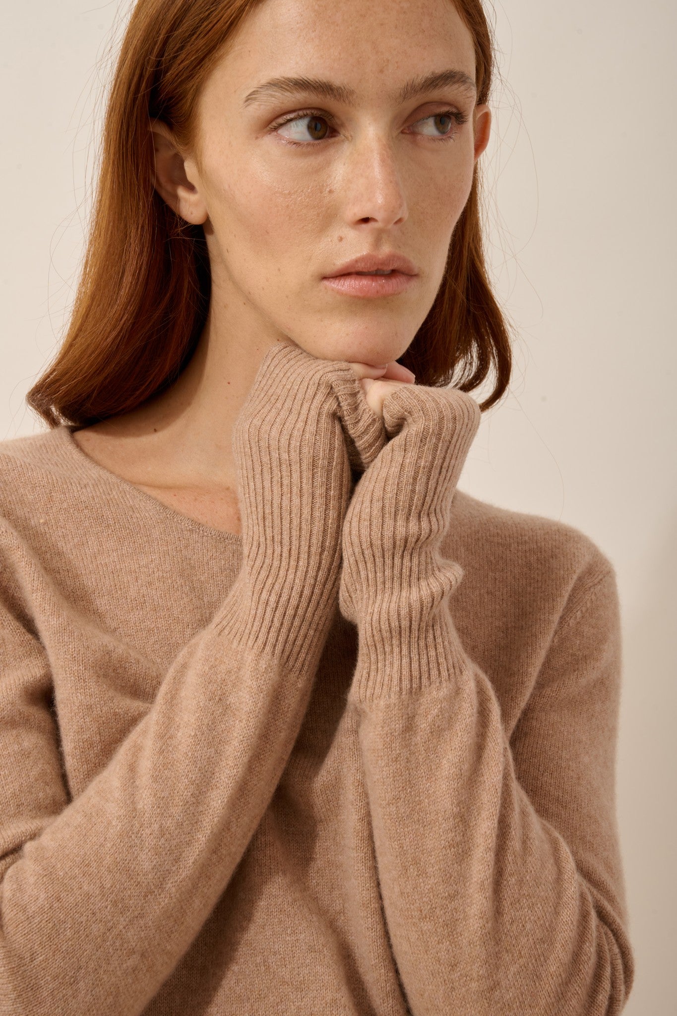 susan robe col rond camel chiné