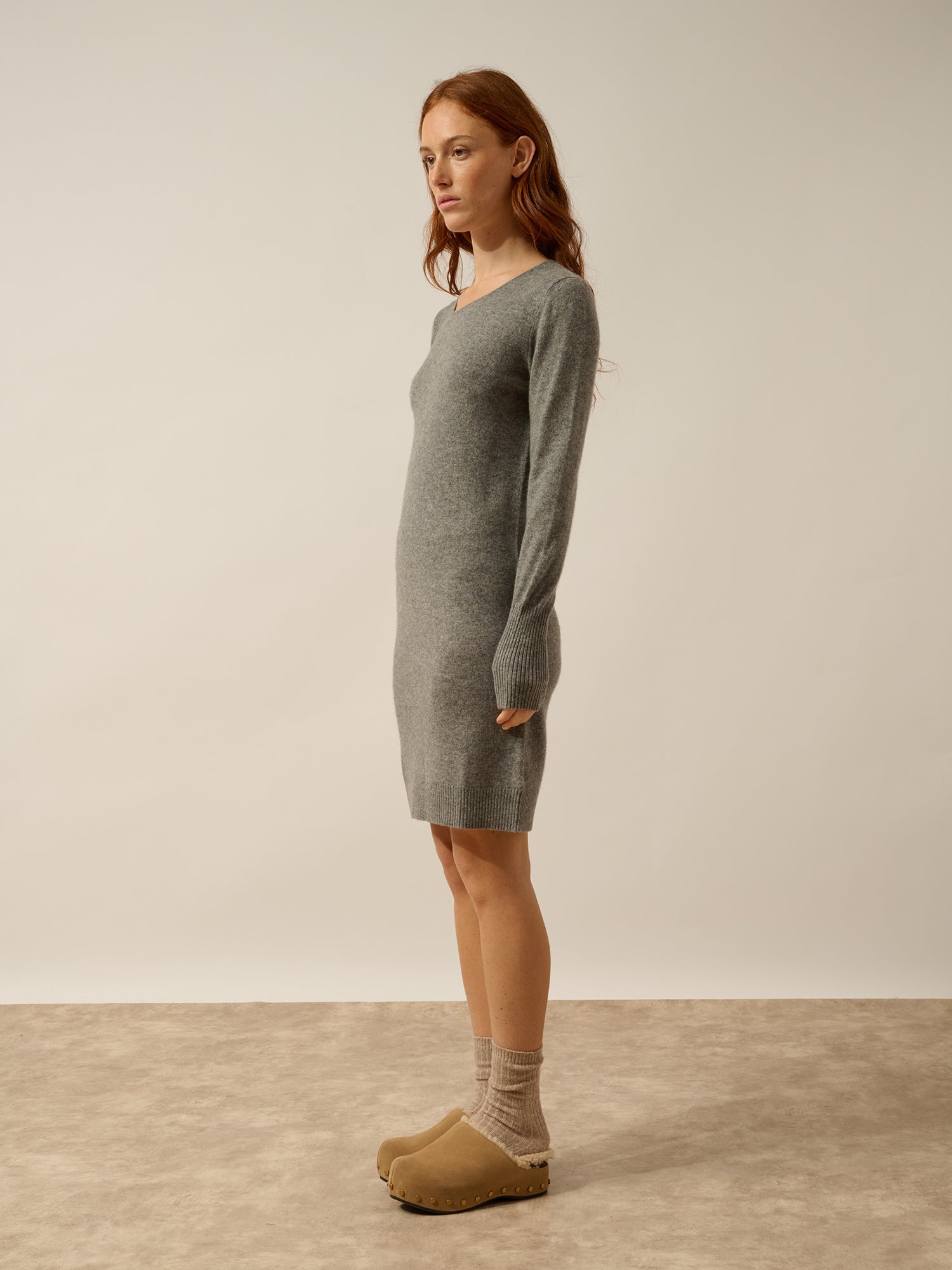 SUSAN robe col rond flanelle chiné