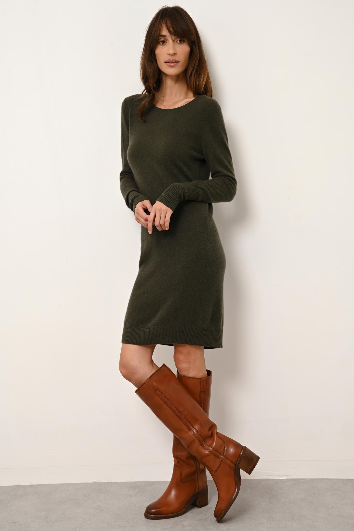 SUSAN robe col rond kaki