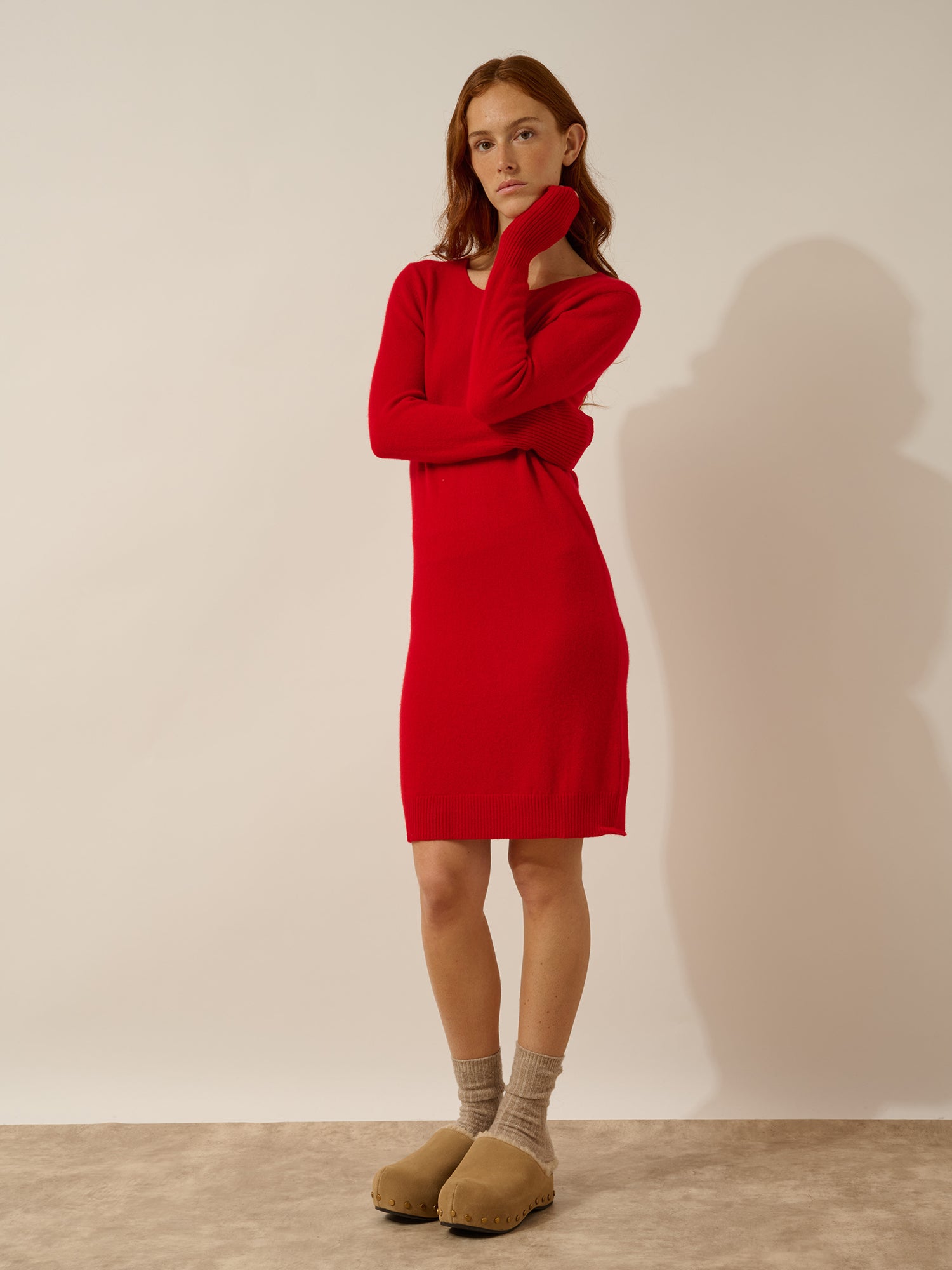 SUSAN robe col rond rouge