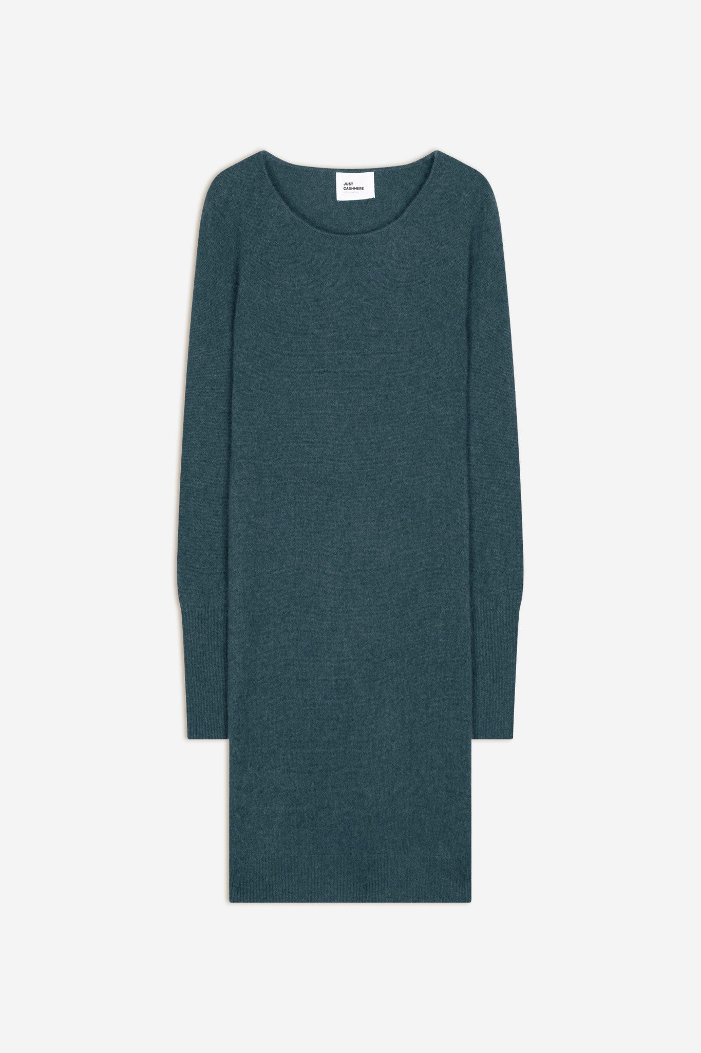 susan robe col rond vert canard chiné