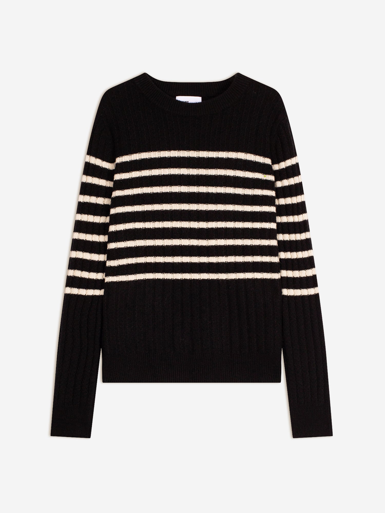 SYLVANA pull col rond 4 fils bi-color noir/ivoire