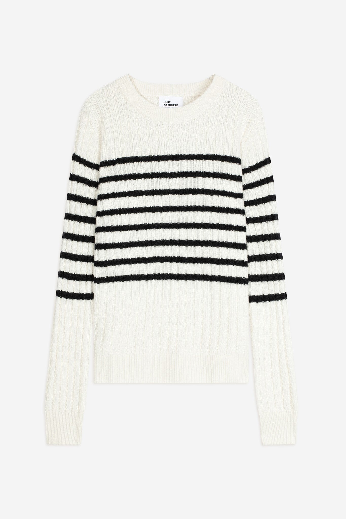 sylvana pull col rond 4 fils bi-color noir/ivoire