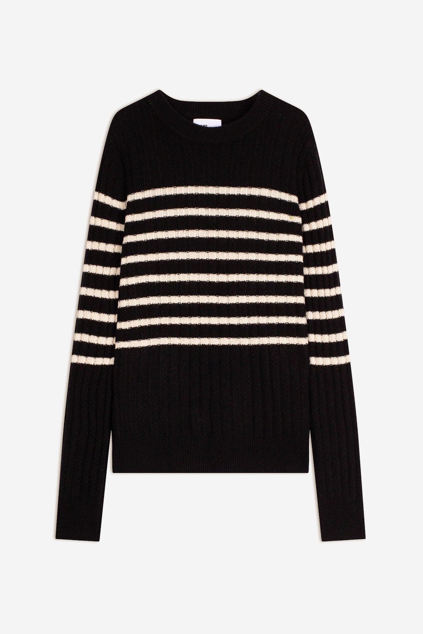 sylvana pull col rond 4 fils bi-color noir/ivoire