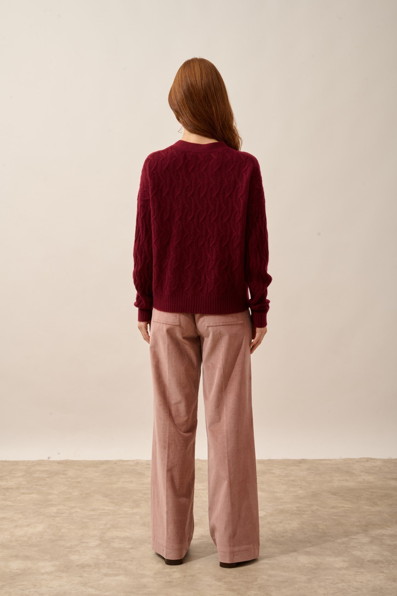 systa cardigan col v 4 fils bordeaux