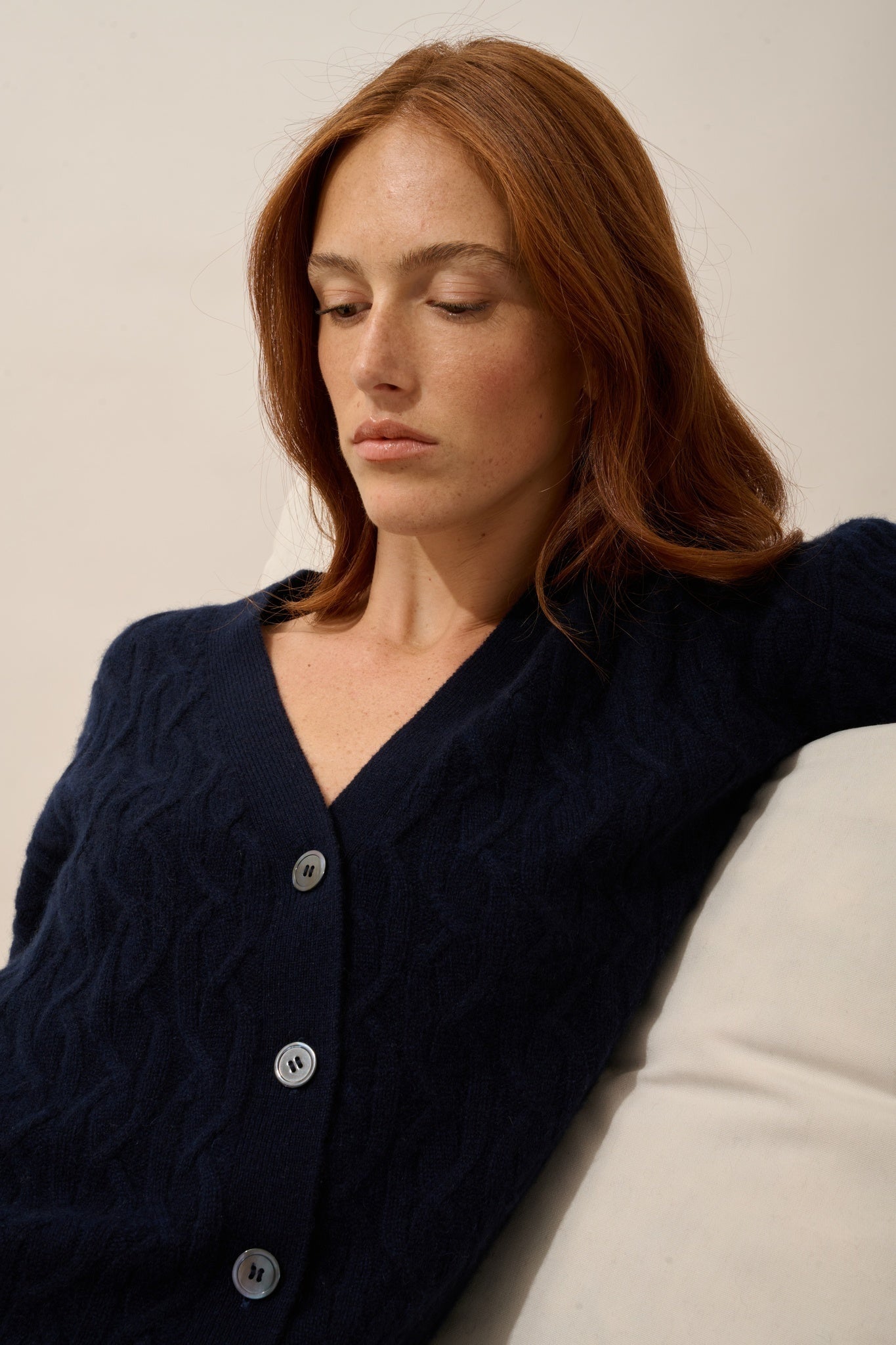 SYSTA cardigan col v 4 fils navy