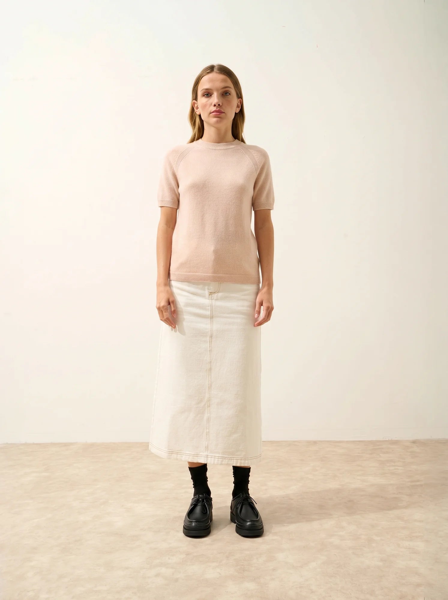 LAÏSA T-Shirt Col Rond Beige Chiné