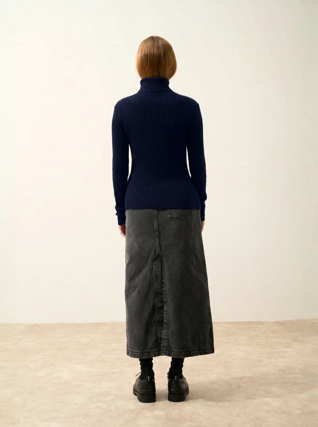 MIRAYA Pull Col Roulé Bleu Marine