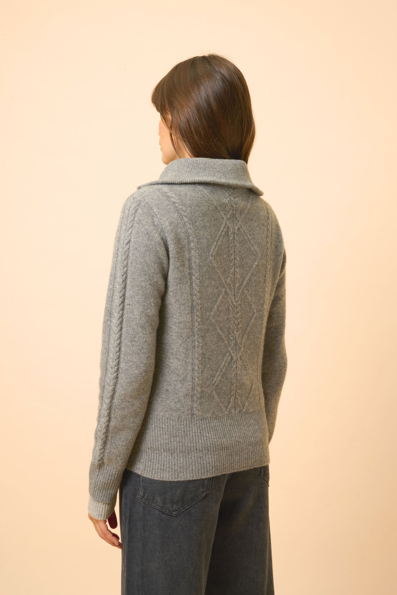 TALARA gilet col camionneur flanelle chiné