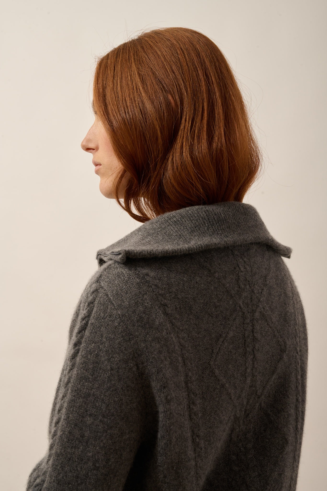 TALARA gilet zippé col camionneur 4 fils anthracite chiné