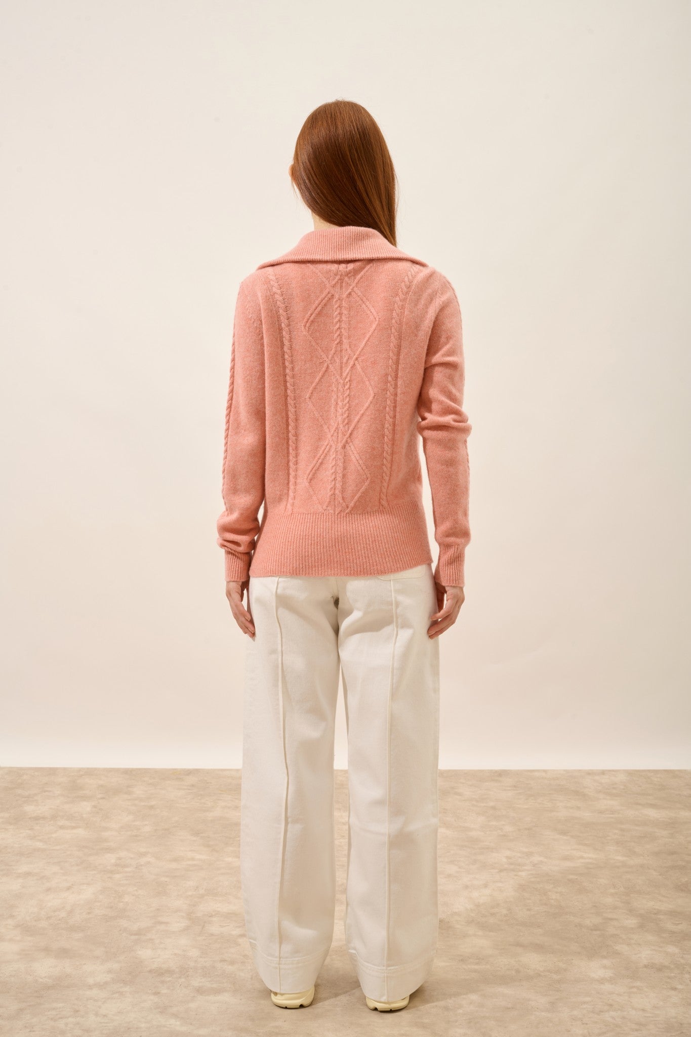 talara gilet zippé col camionneur 4 fils corail chiné 100% cachemire