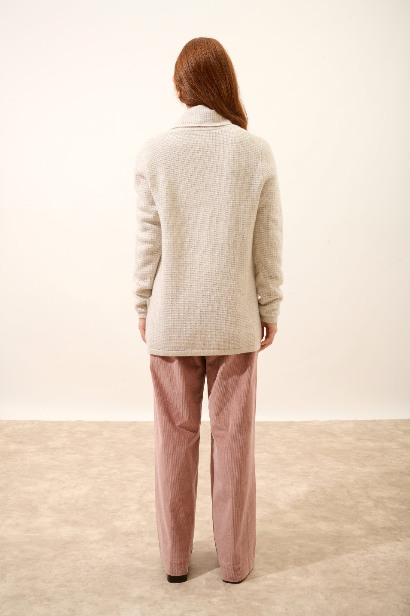 TARAPOTO veste col châle gris perle chiné