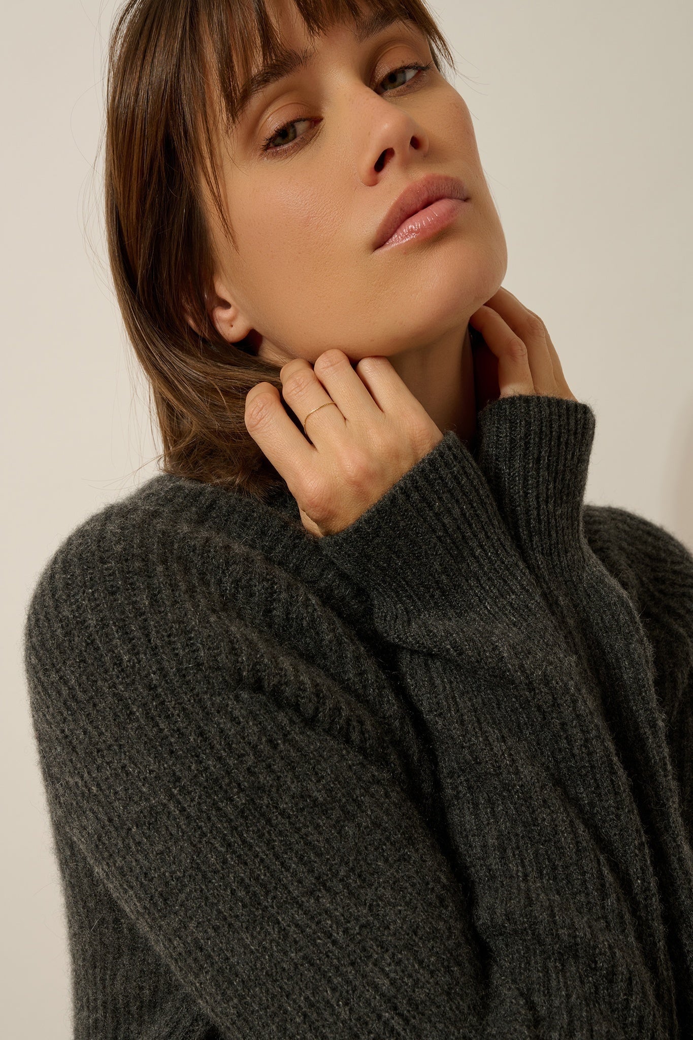 TAYLOR 4-ply carbon heathered turtleneck sweater