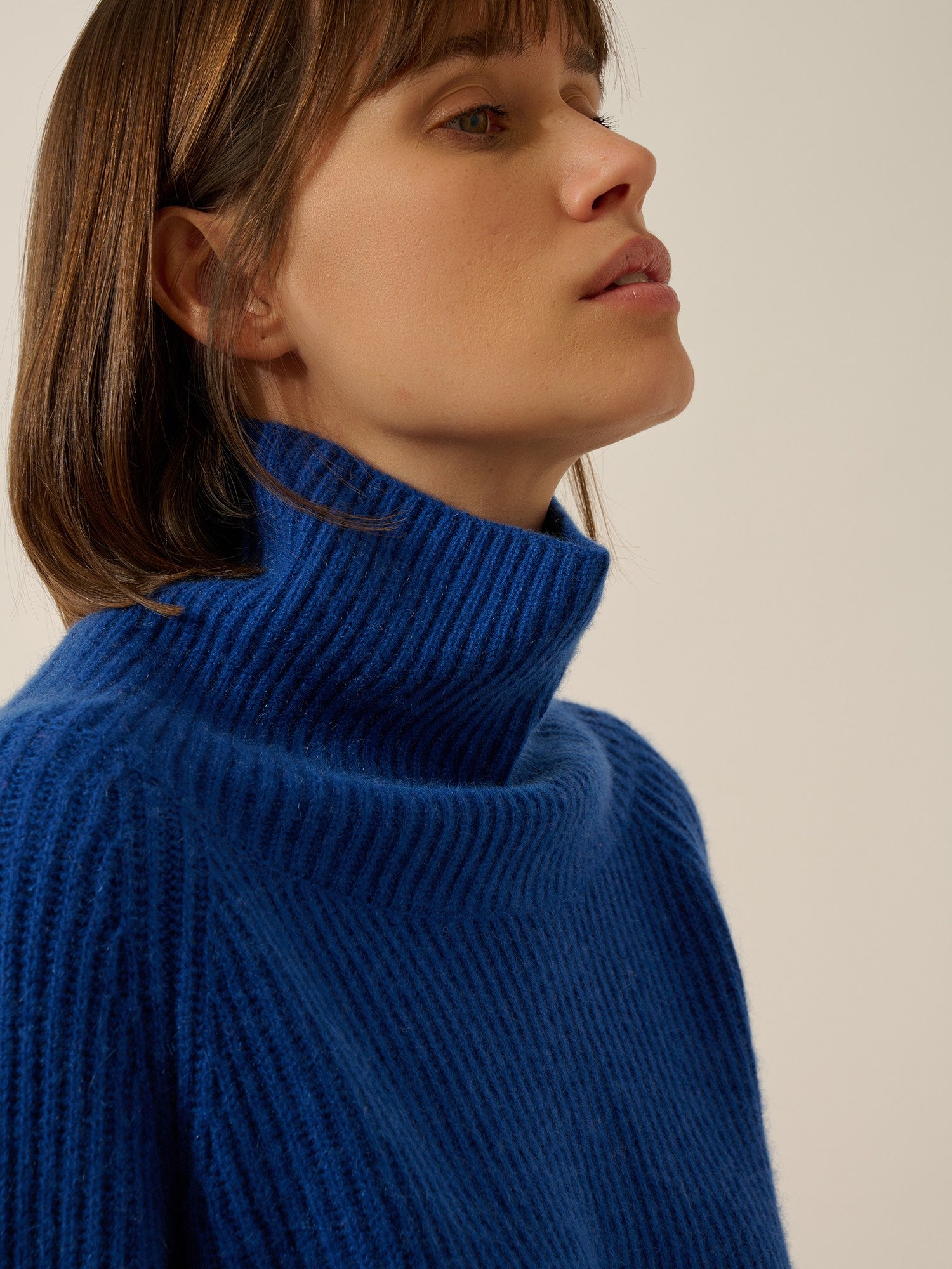 Taylor 4-ply navy blue turtleneck sweater