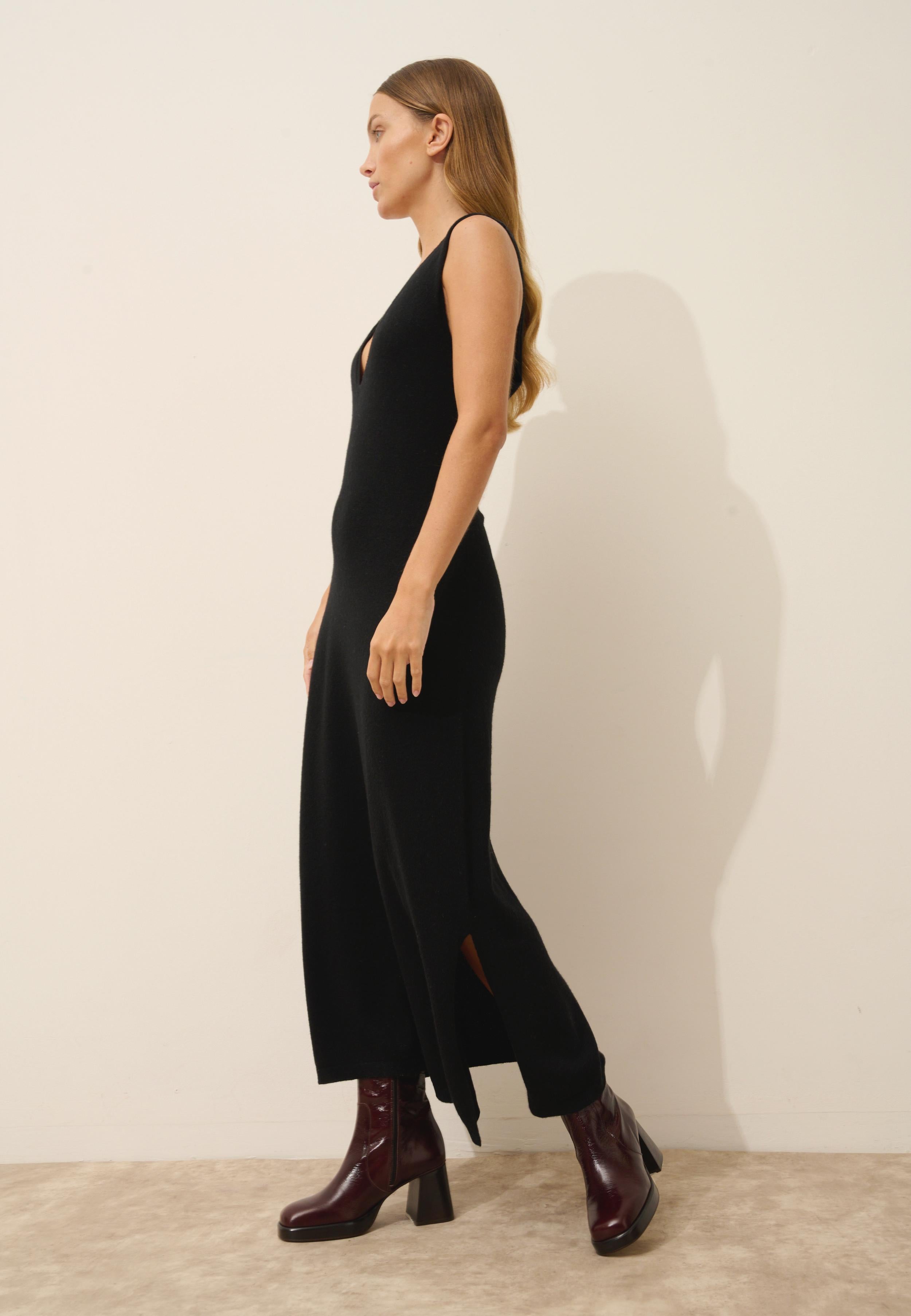 TESSA robe col v noir