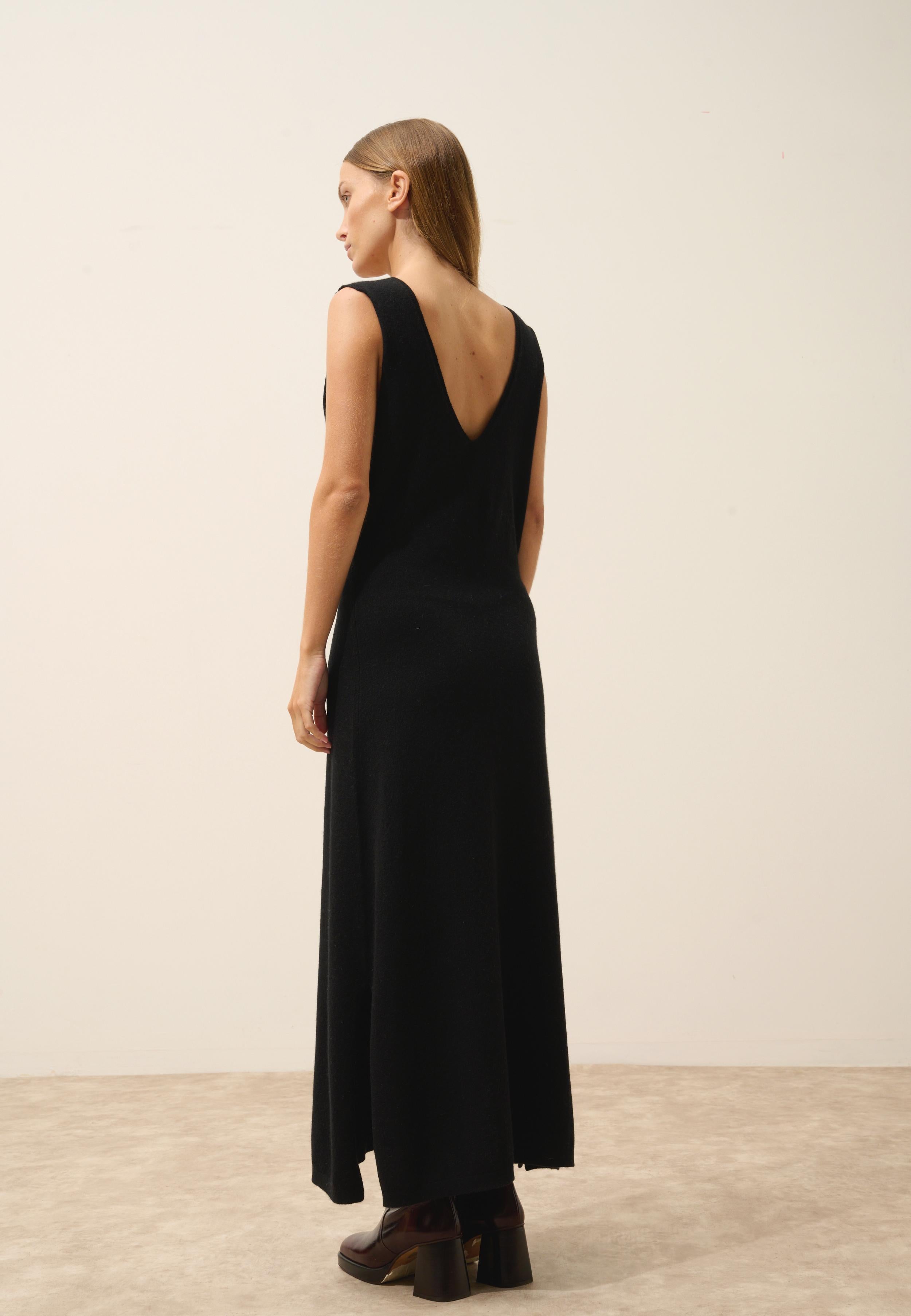 TESSA robe col v noir