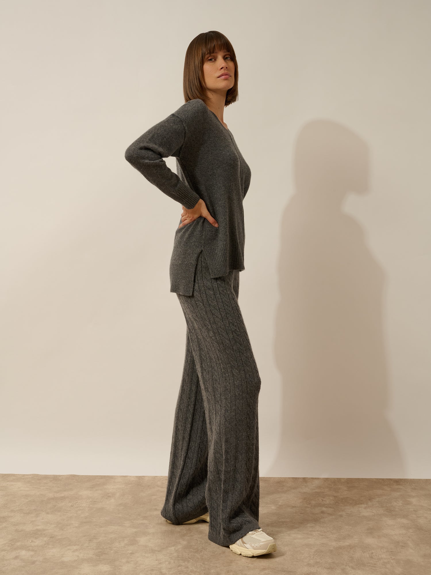 TESS pull col rond anthracite chiné