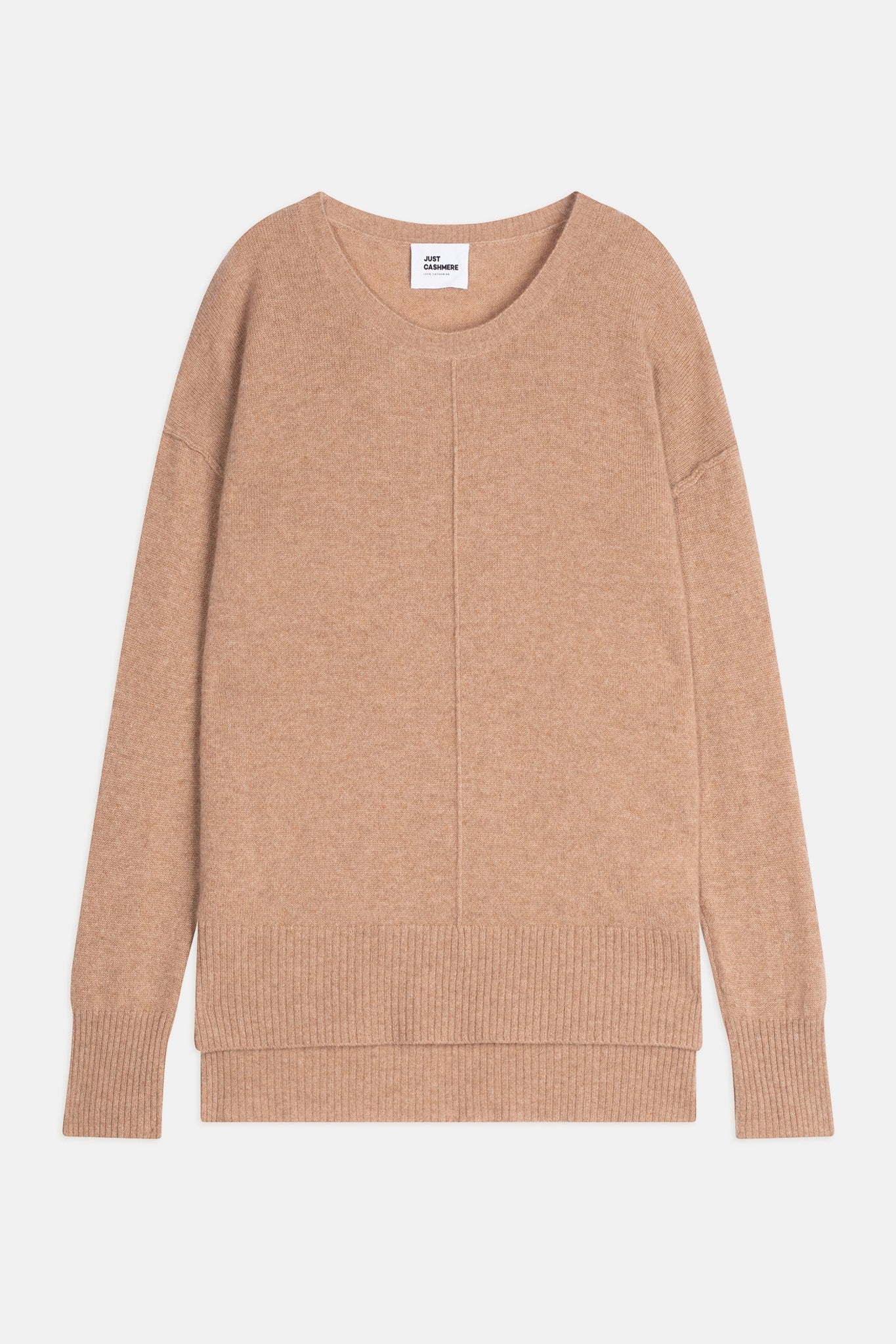 tess round neck sweater in camel heather