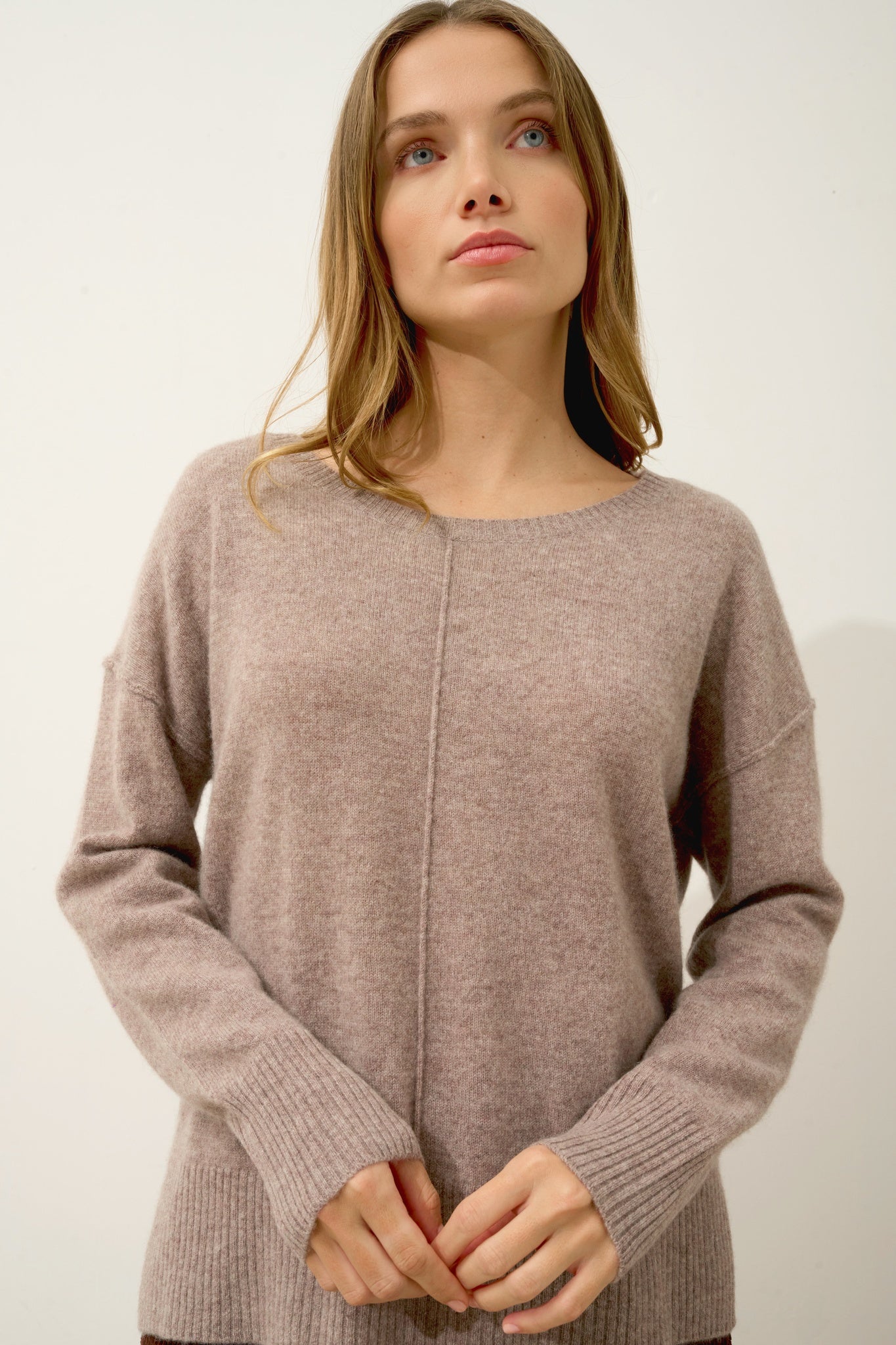 TESS pull col rond caribou chiné