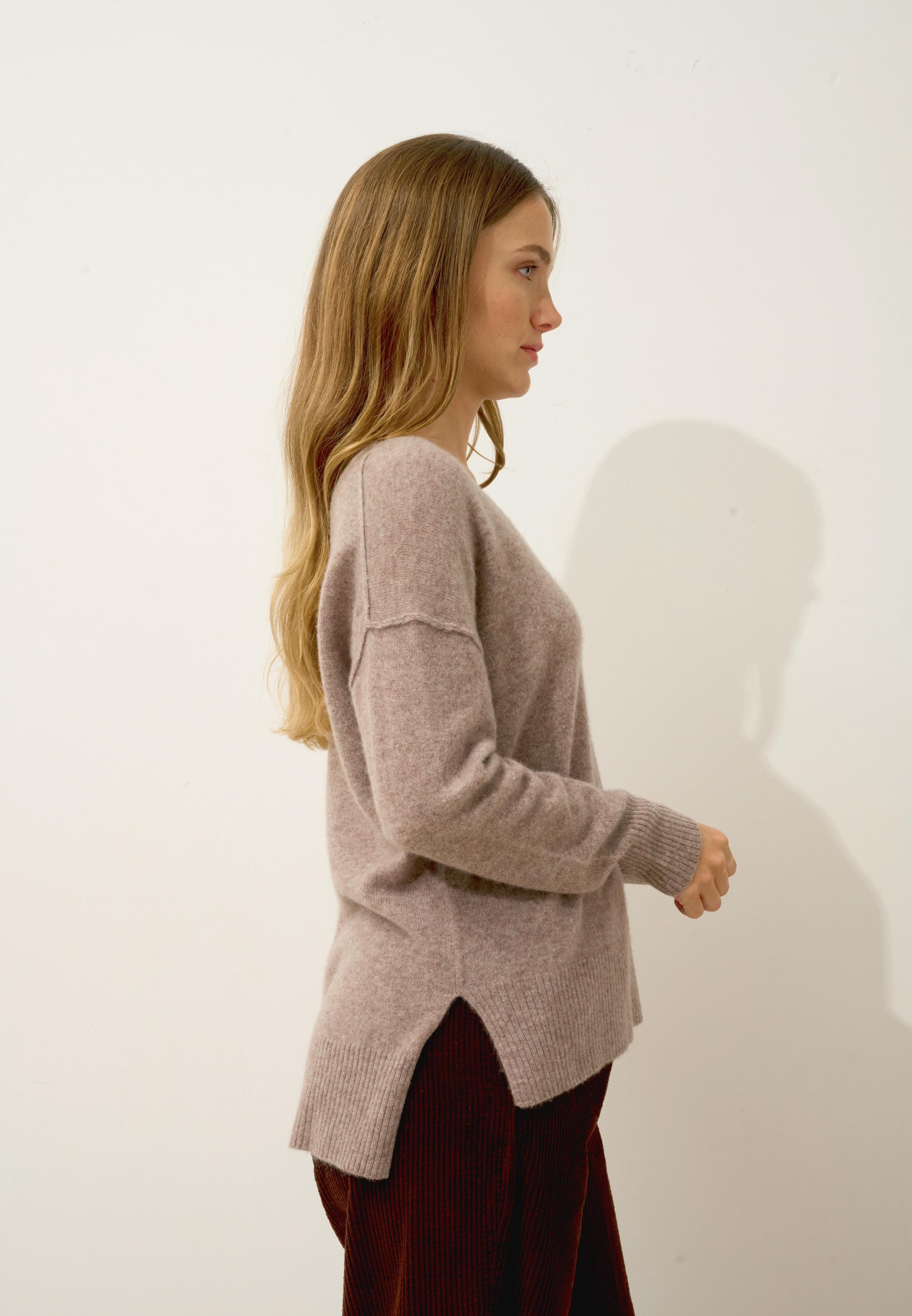 TESS pull col rond caribou chiné