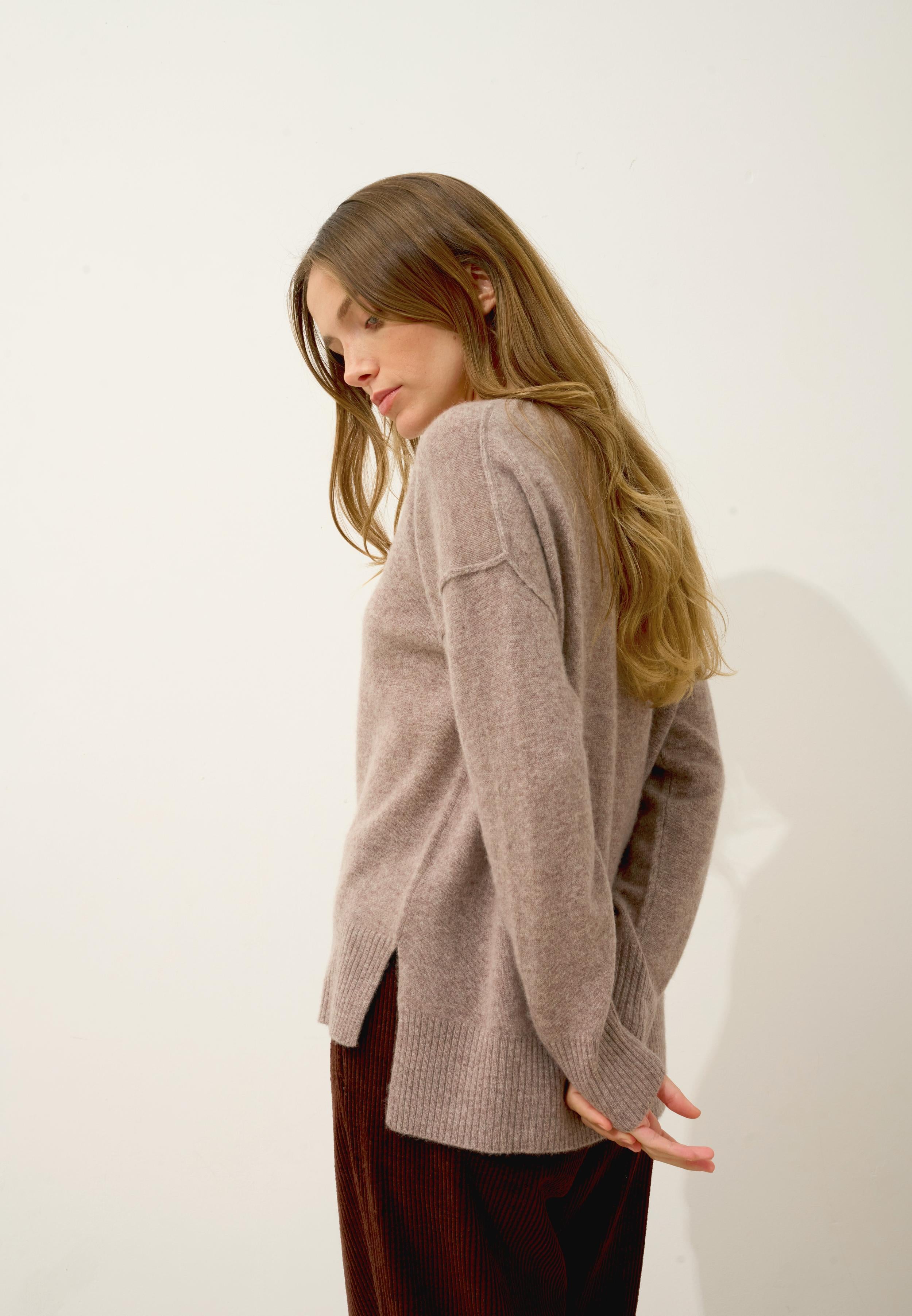 TESS pull col rond caribou chiné