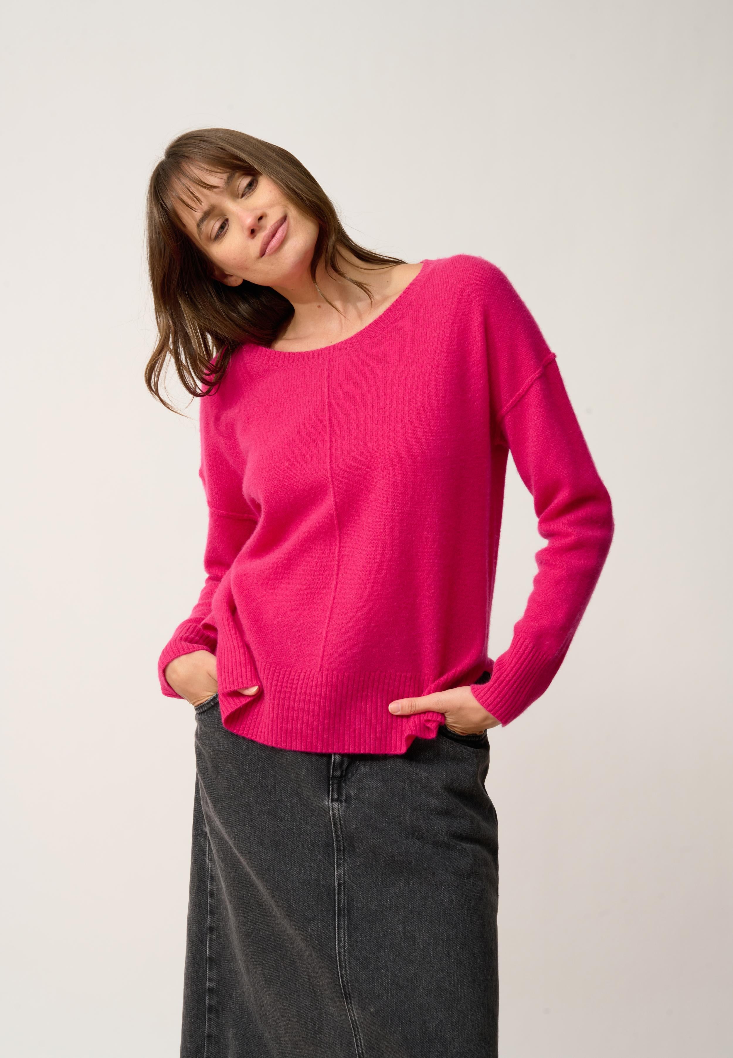 TESS pull col rond fuchsia