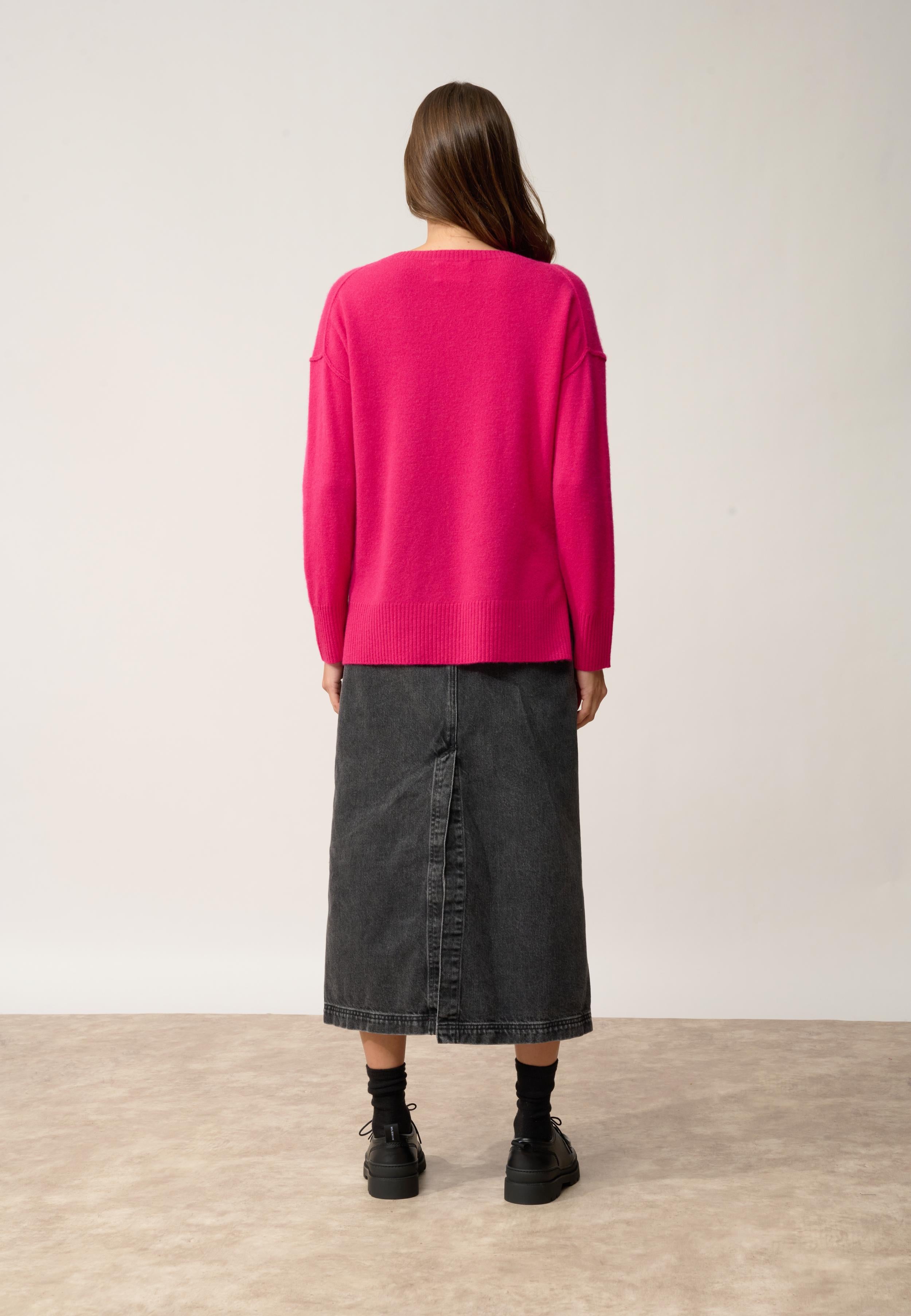 TESS pull col rond fuchsia