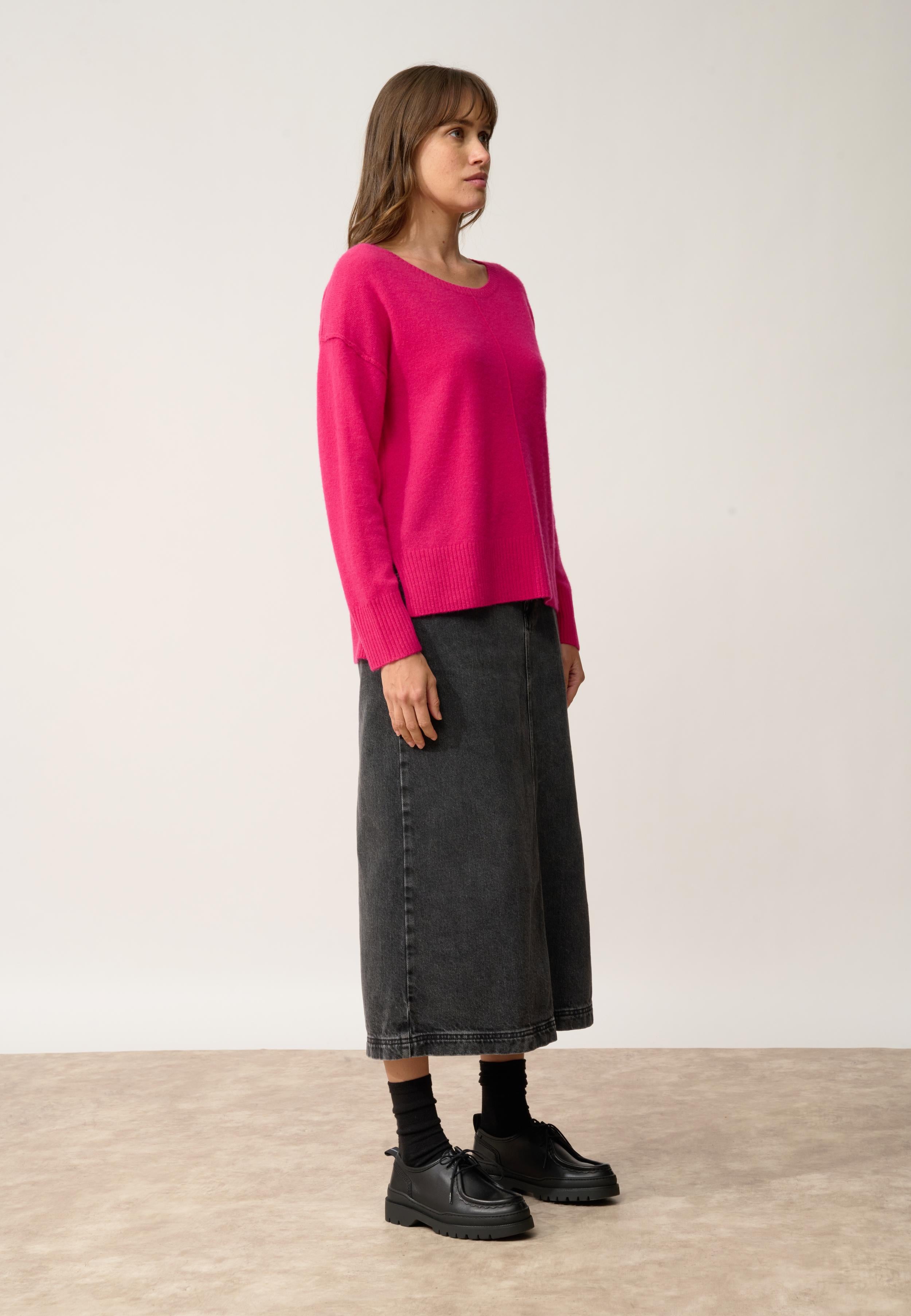 TESS pull col rond fuchsia