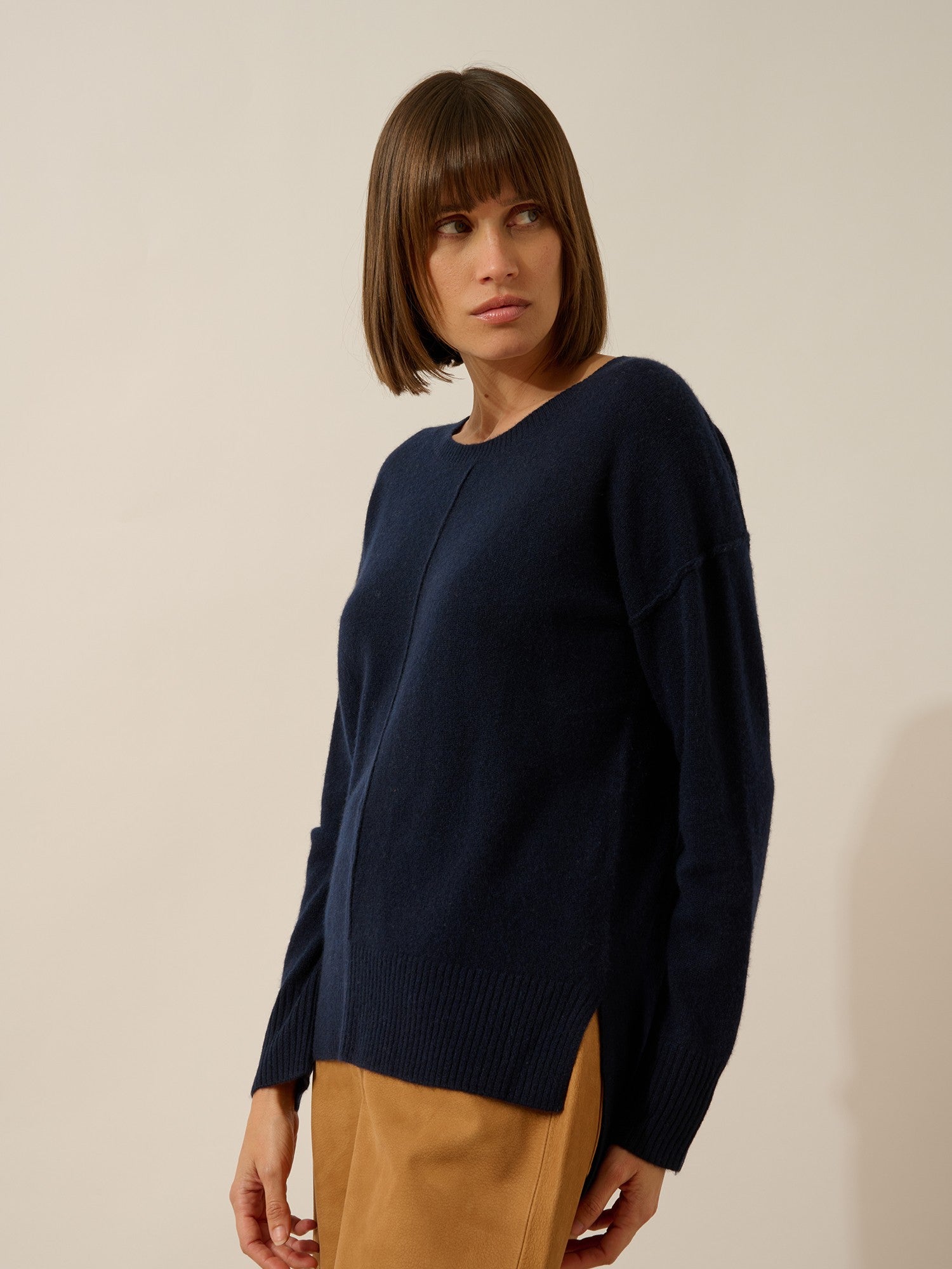 navy round neck sweater