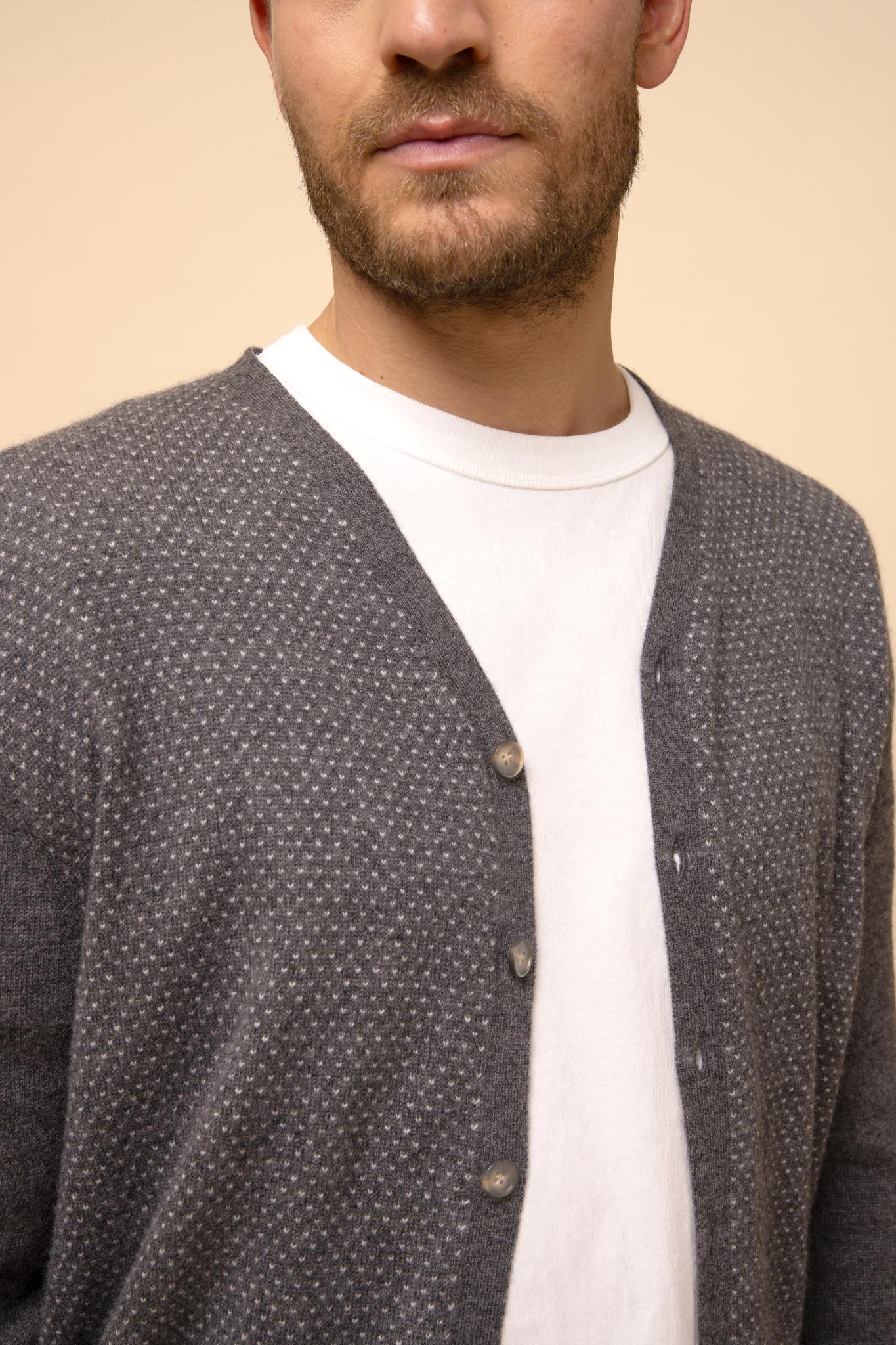 THEA cardigan col v anthracite chiné