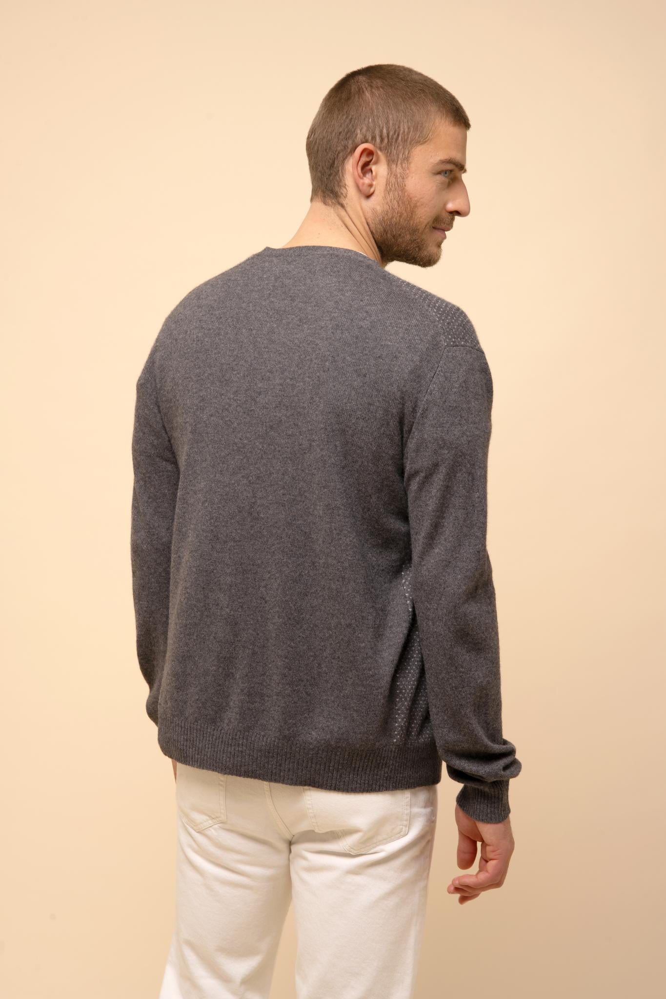 THEA cardigan col v anthracite chiné