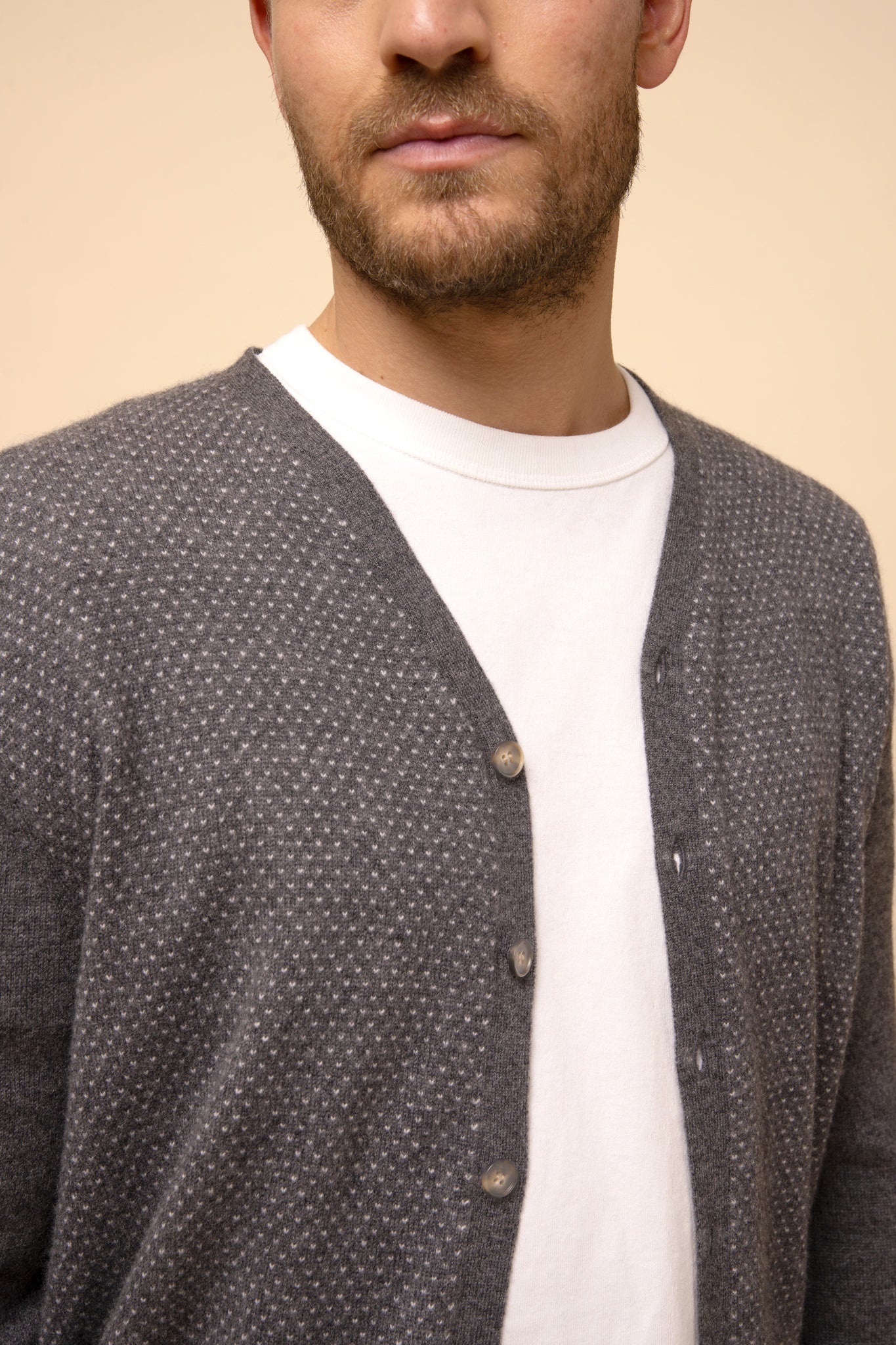 THEA cardigan col v anthracite chiné
