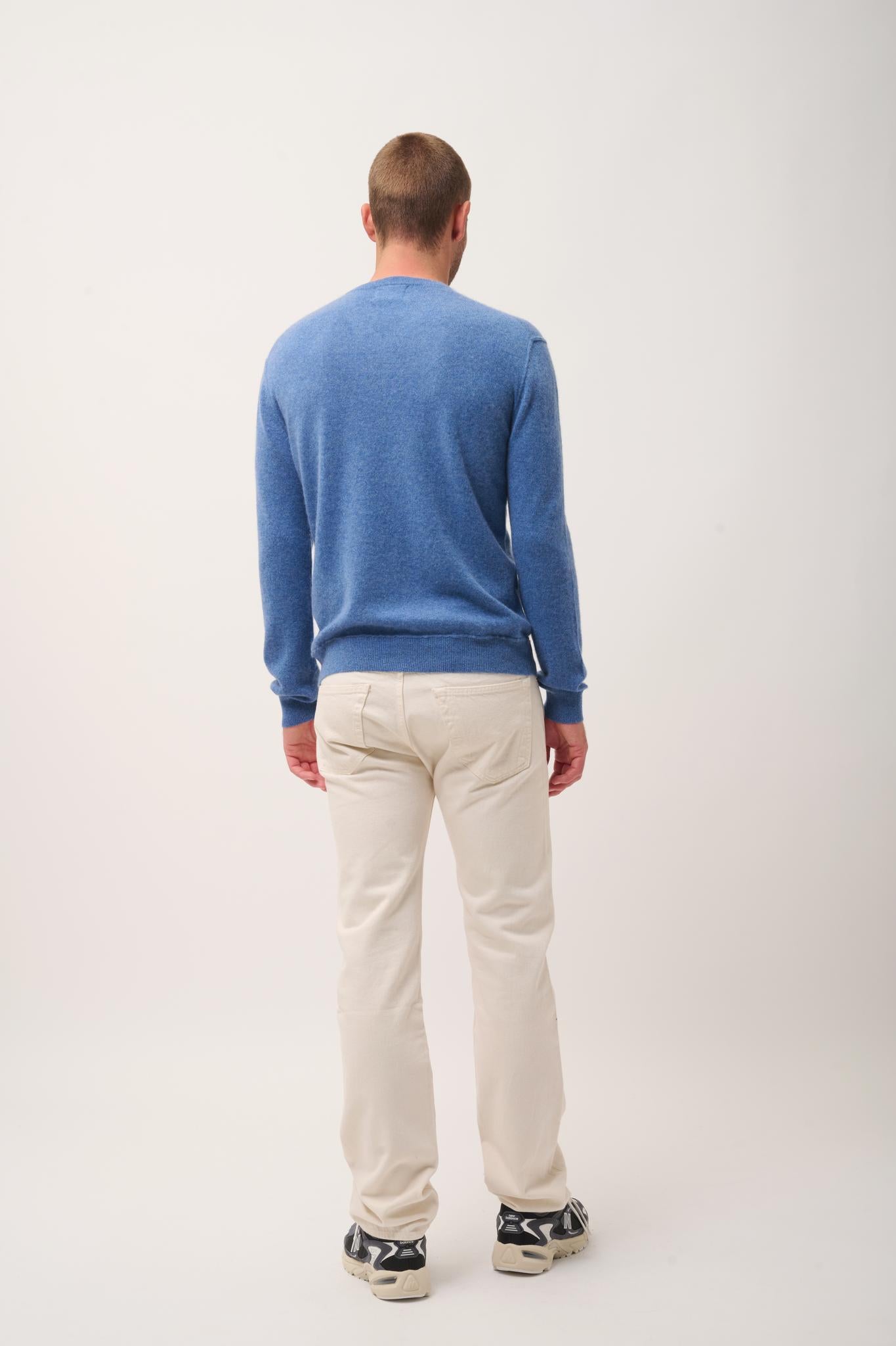 TOM pull col v bleu denim