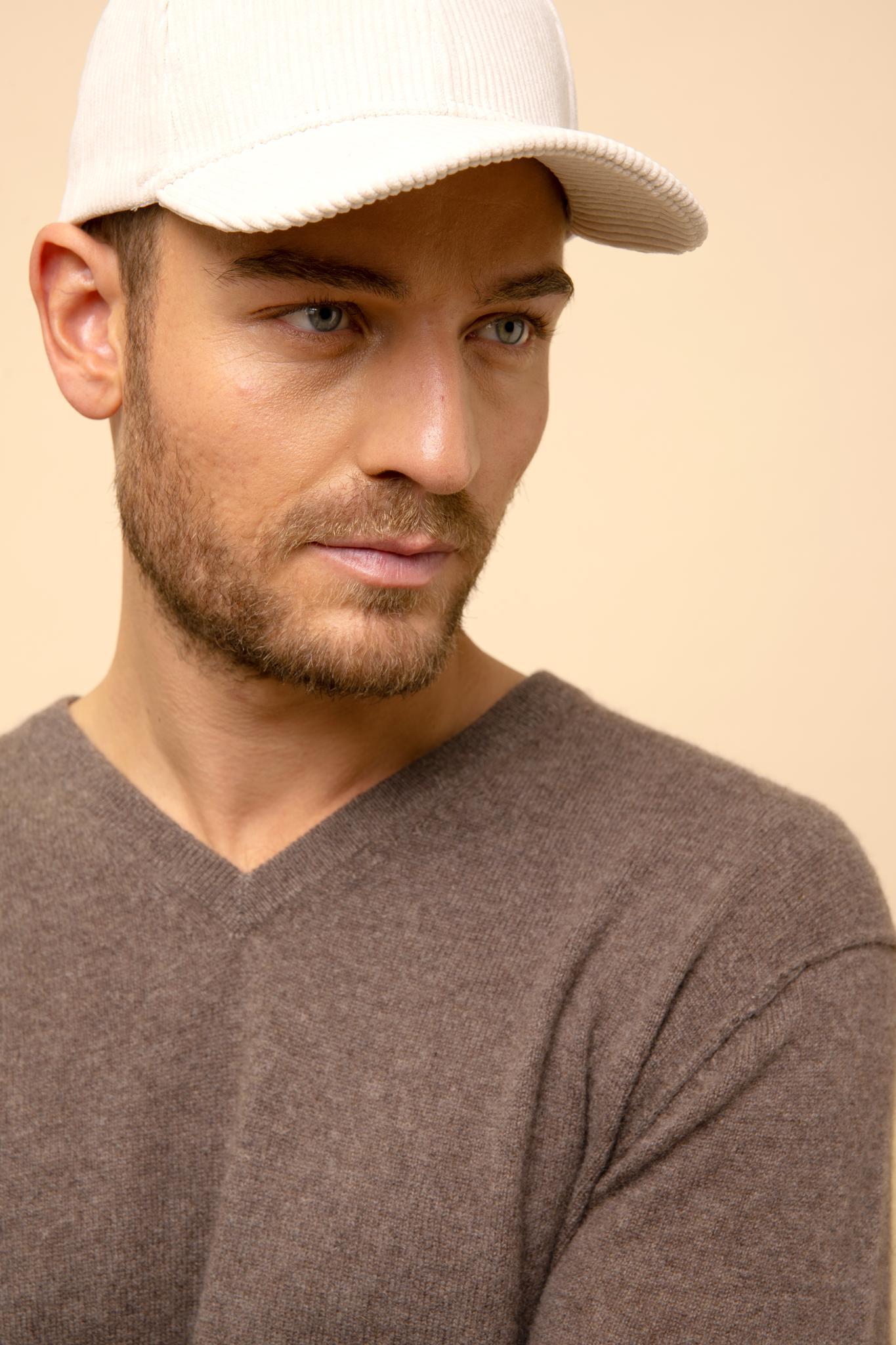TOM pull col v taupe chiné