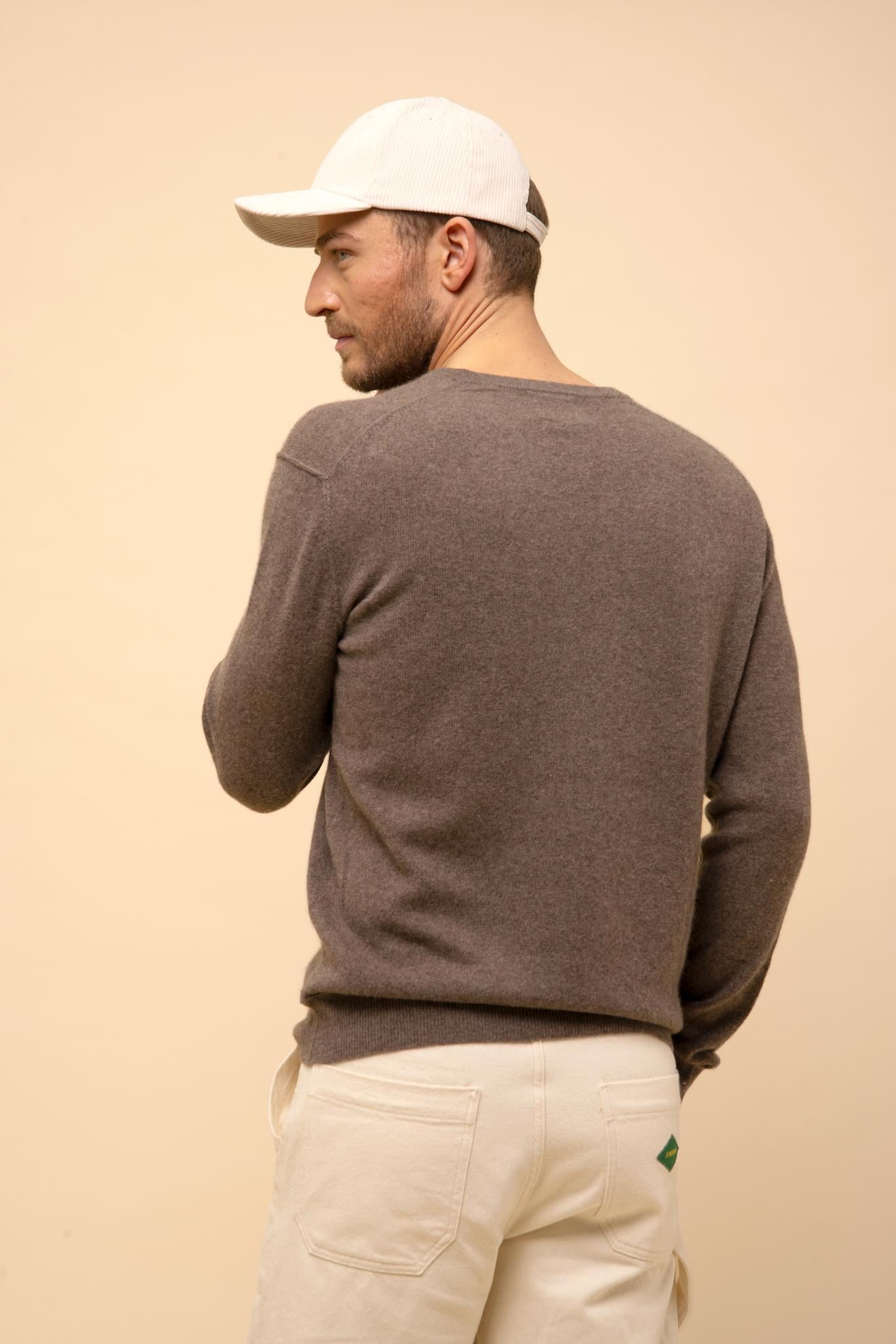 TOM pull col v taupe chiné